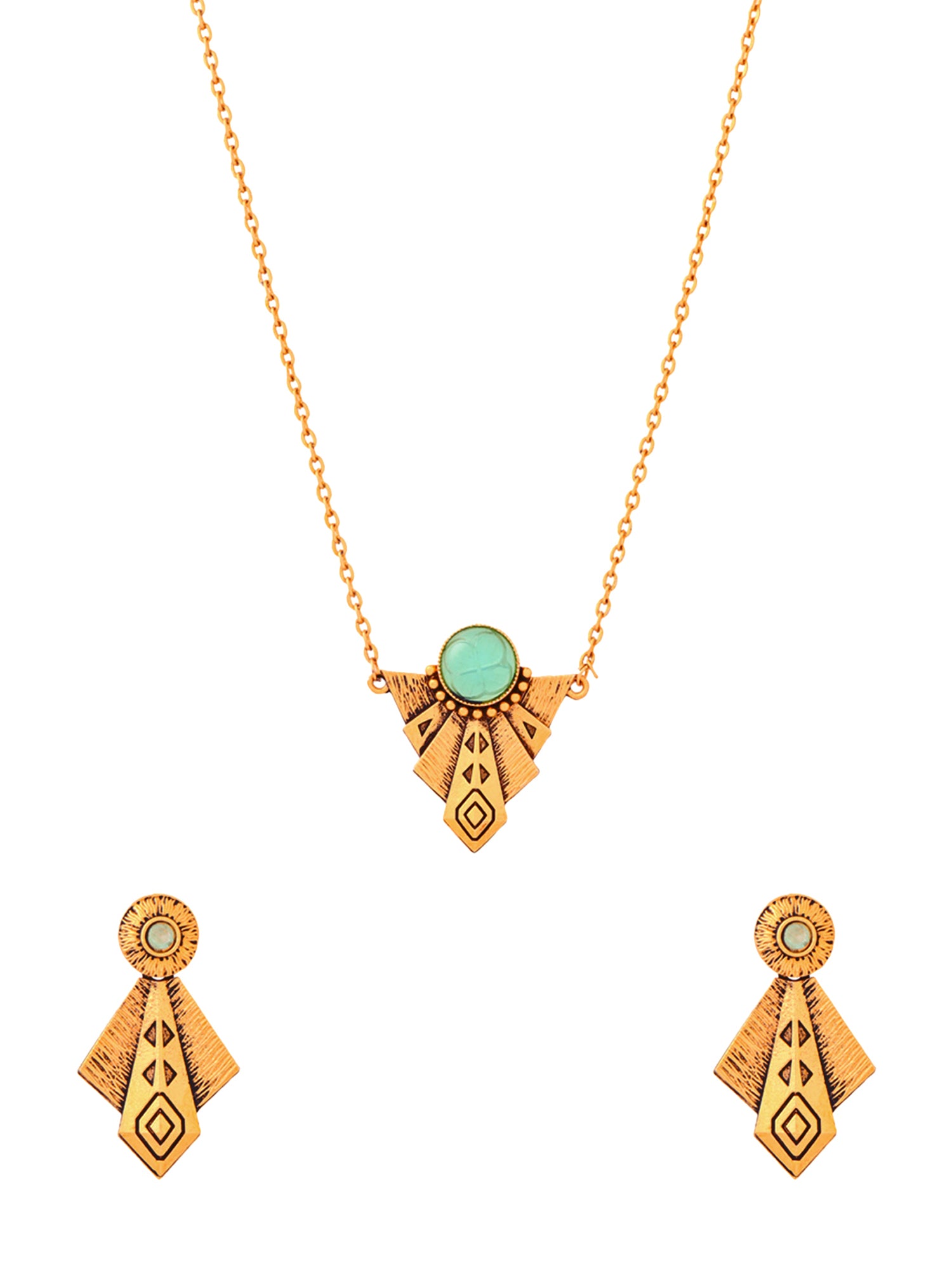 Yellow Chimes Gold Plated Necklace Set - Fashionable choice for office wear