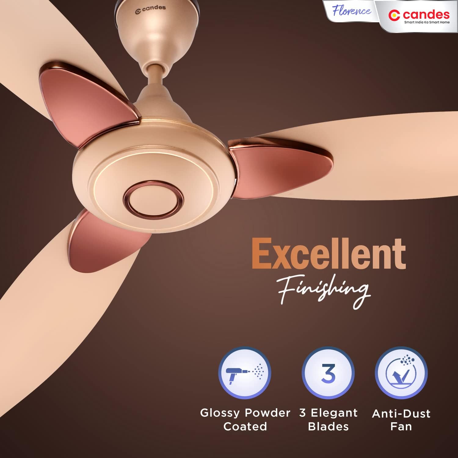 Candes Florence Ceiling Fan - Noiseless Operation