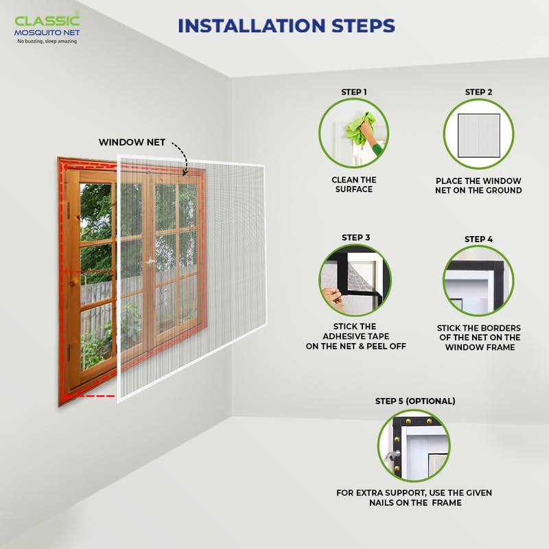 Classic Mosquito Net - Easy installation with self-adhesive hook tape