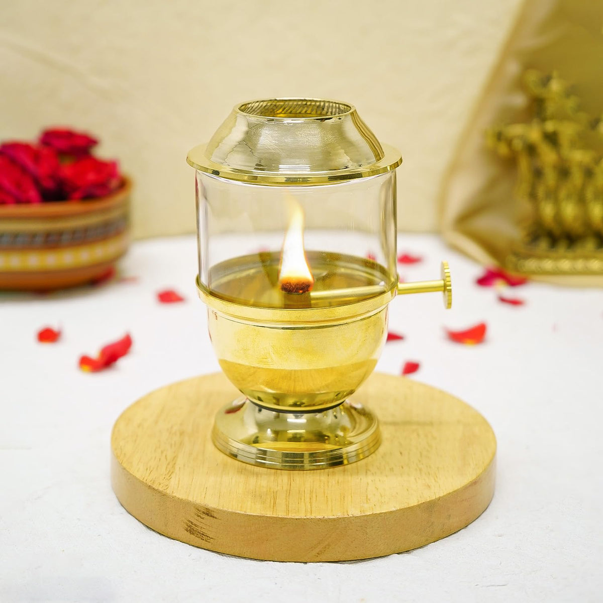 Ekhasa glass cover diya - elegant festive decor