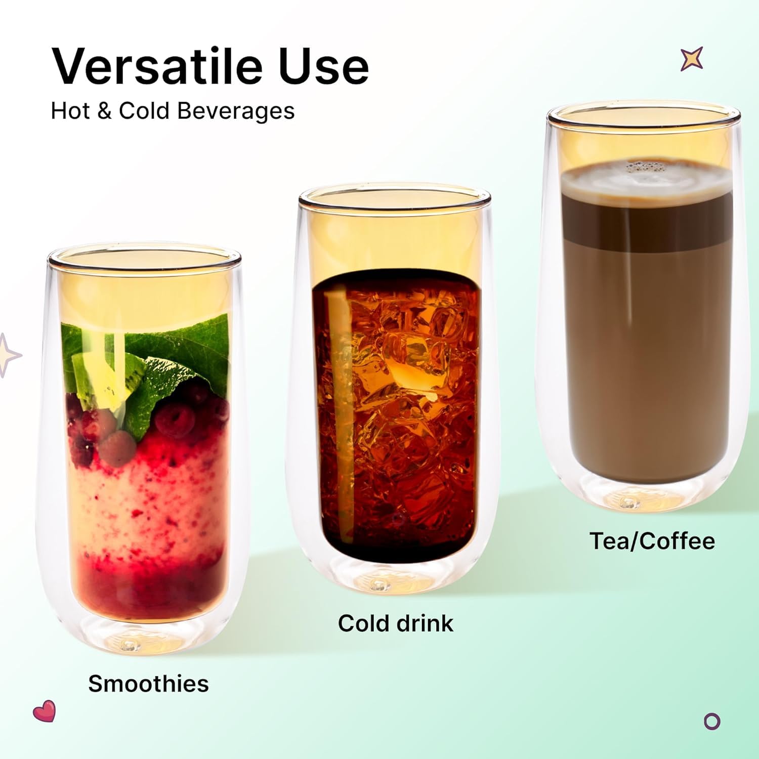 Kuber Industries double walled glass - Ideal for cold drinks