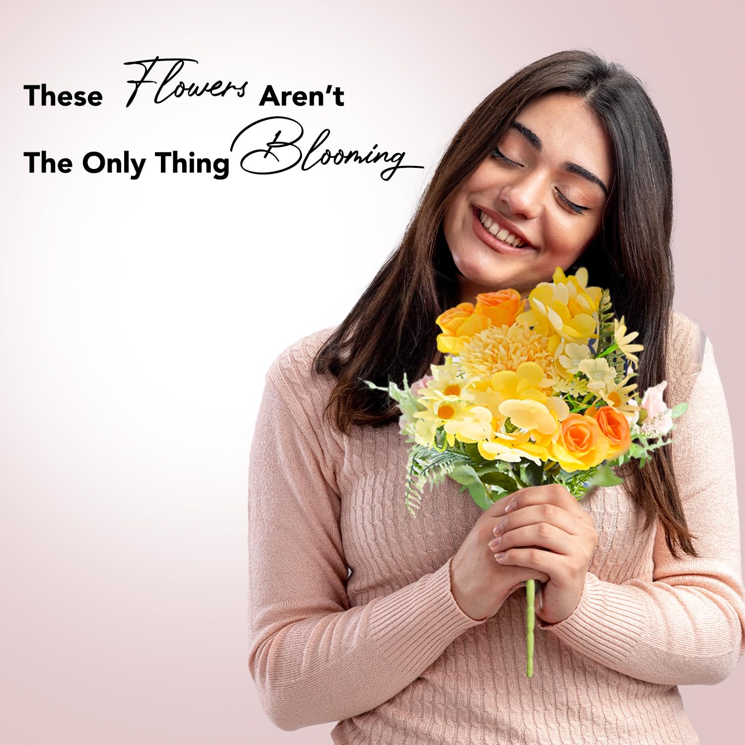 Ekhasa orange rose artificial flowers - living room decoration