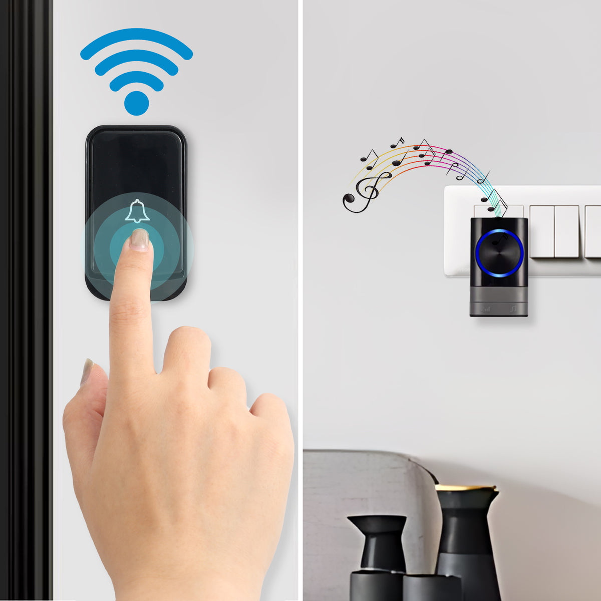 UMAI wireless doorbell - sleek black color display