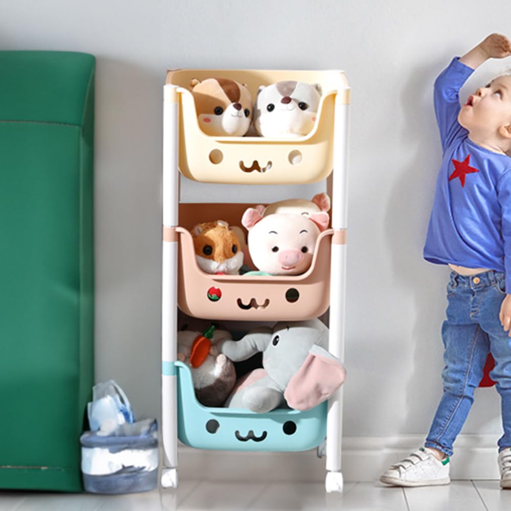 Kuber Industries 3 Layer Smiley Design Children's Storage Rack|Kids ...