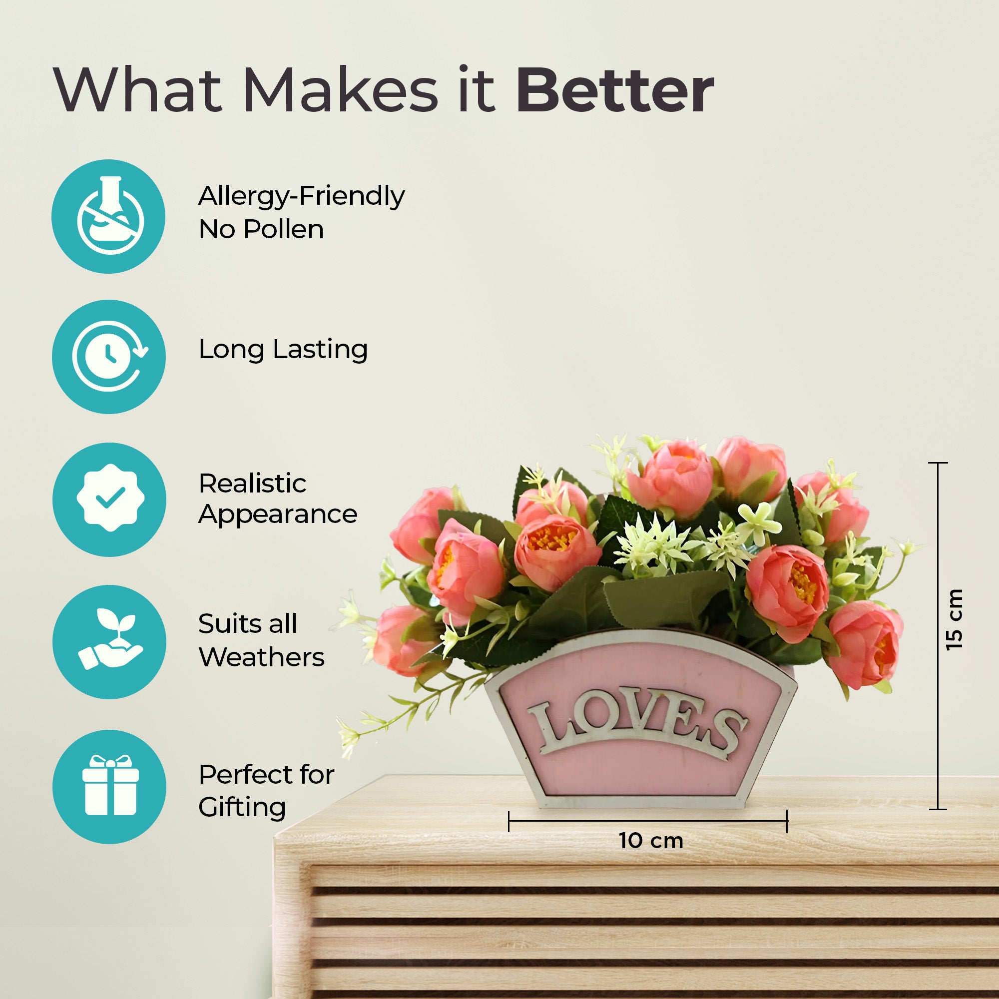 The Better Home artificial tea rose flowers - tv unit addition