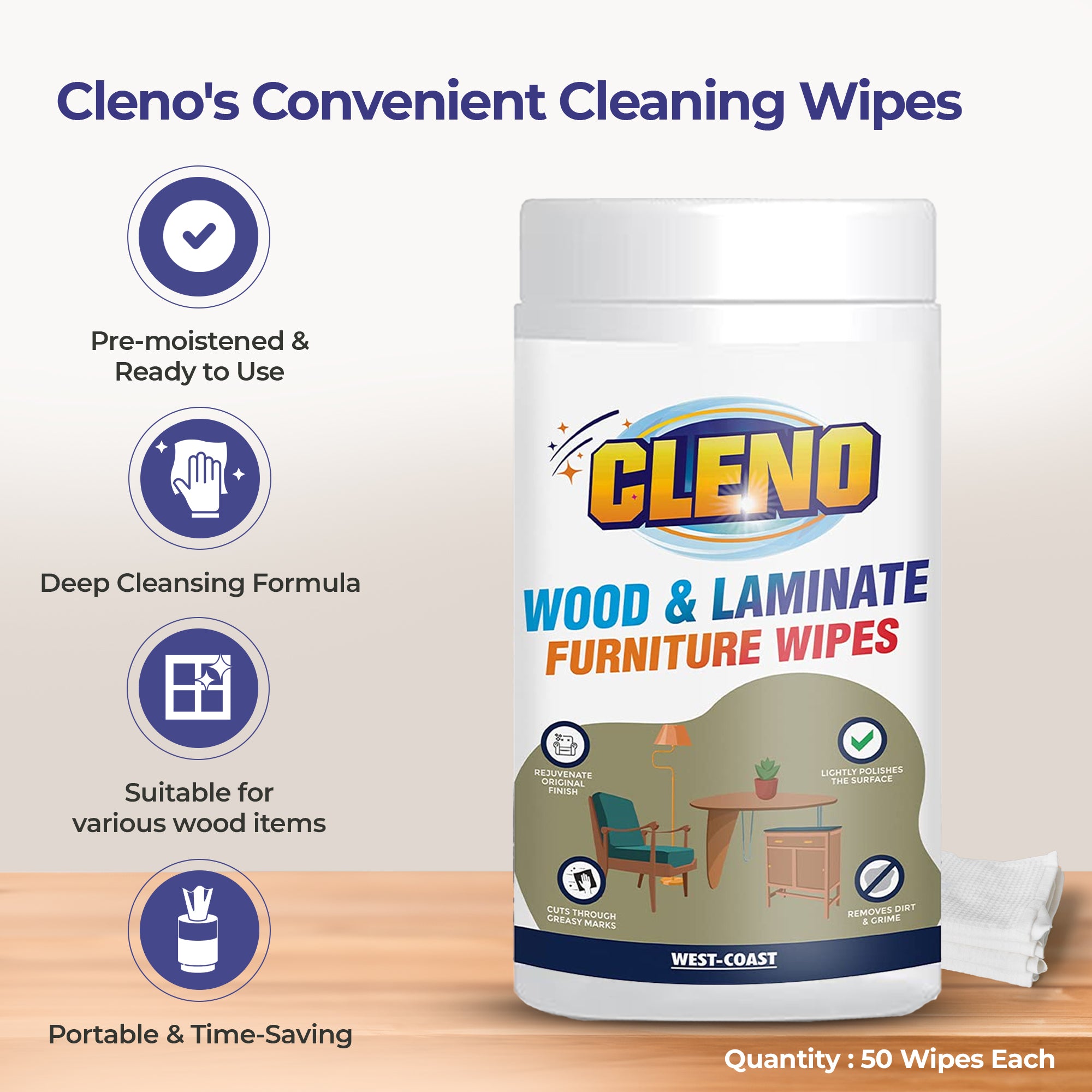 Cleno wood wipes - maintaining wooden cabinets