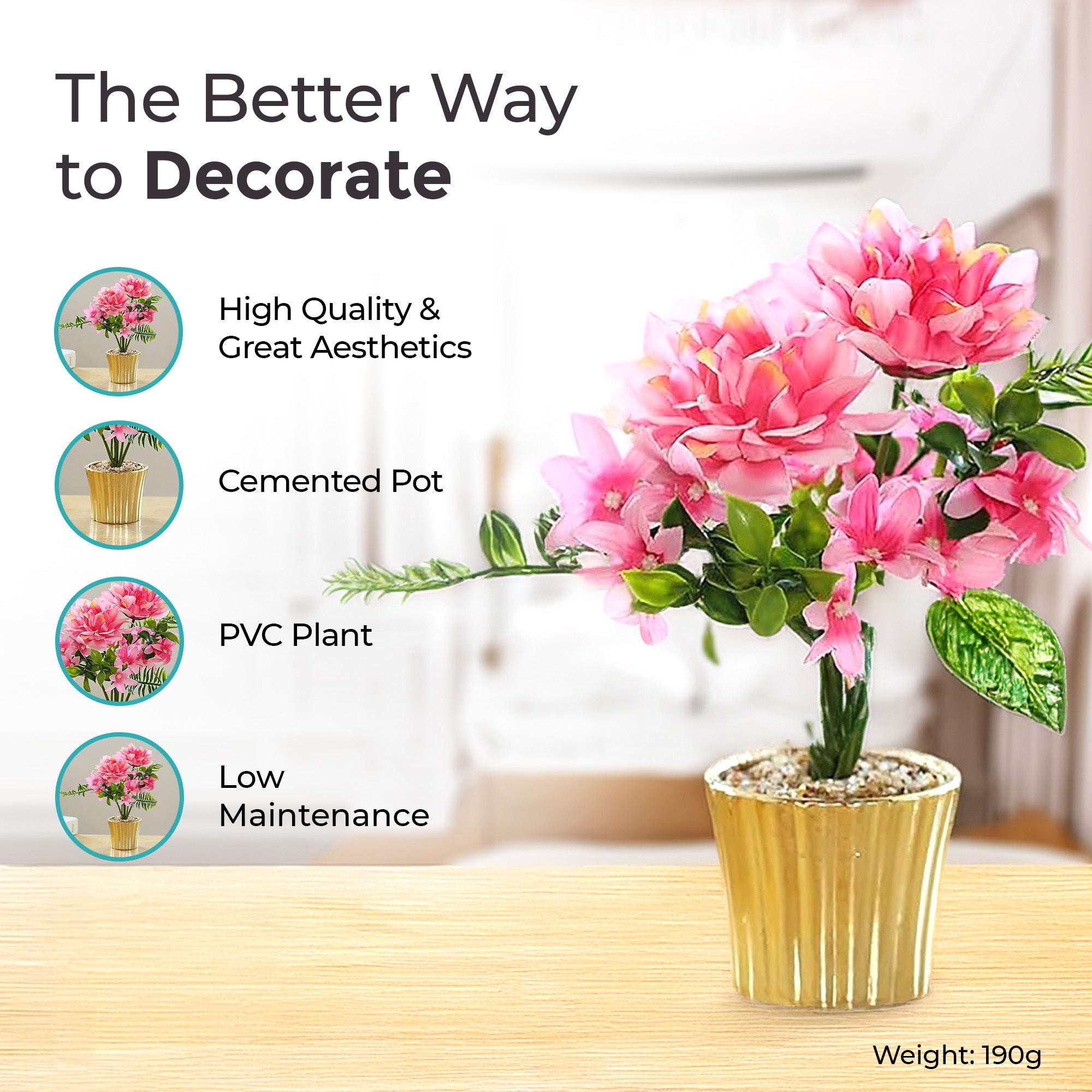 The Better Home artificial pink dahlia - temple decor