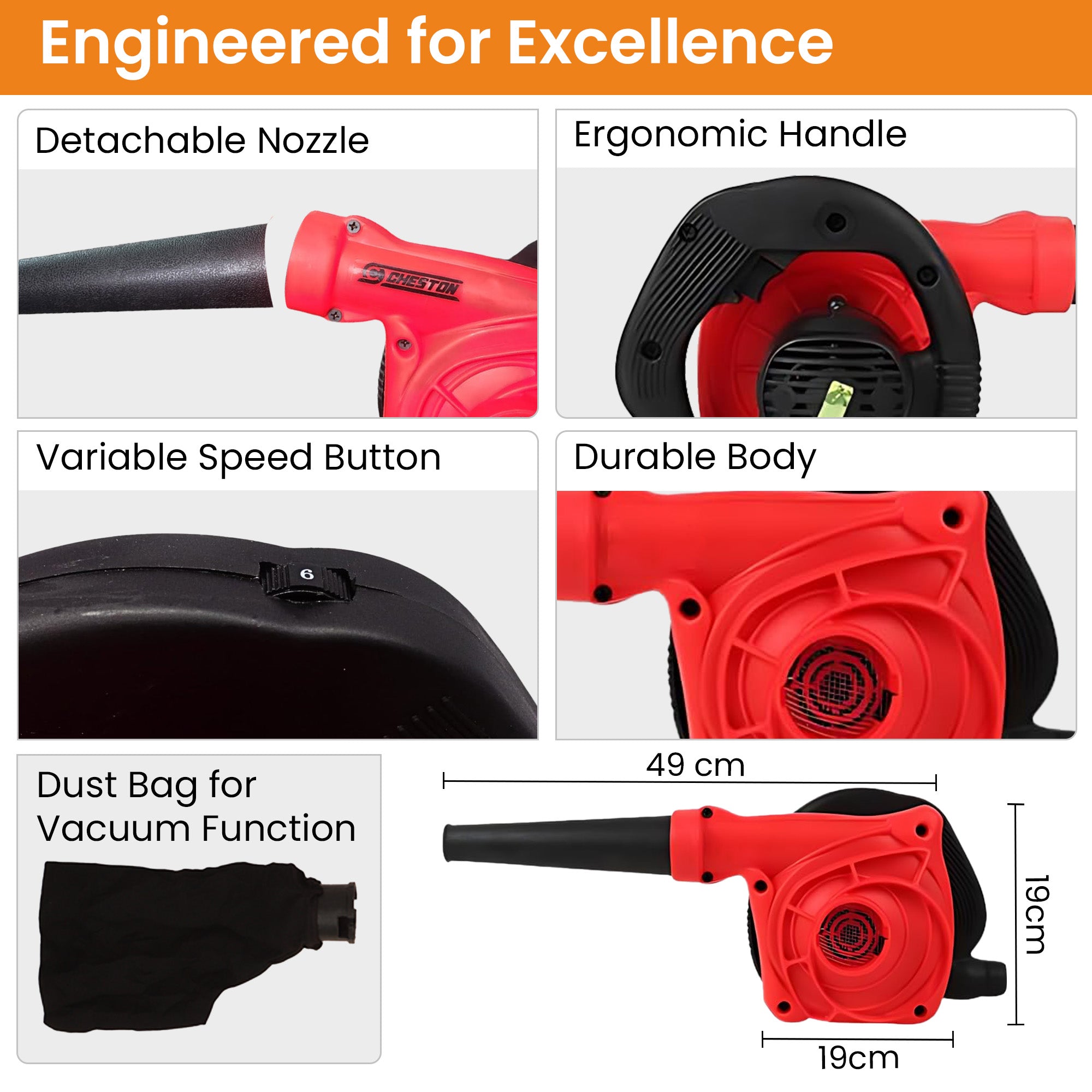 Cheston leaf blower - cleaning computer workspace