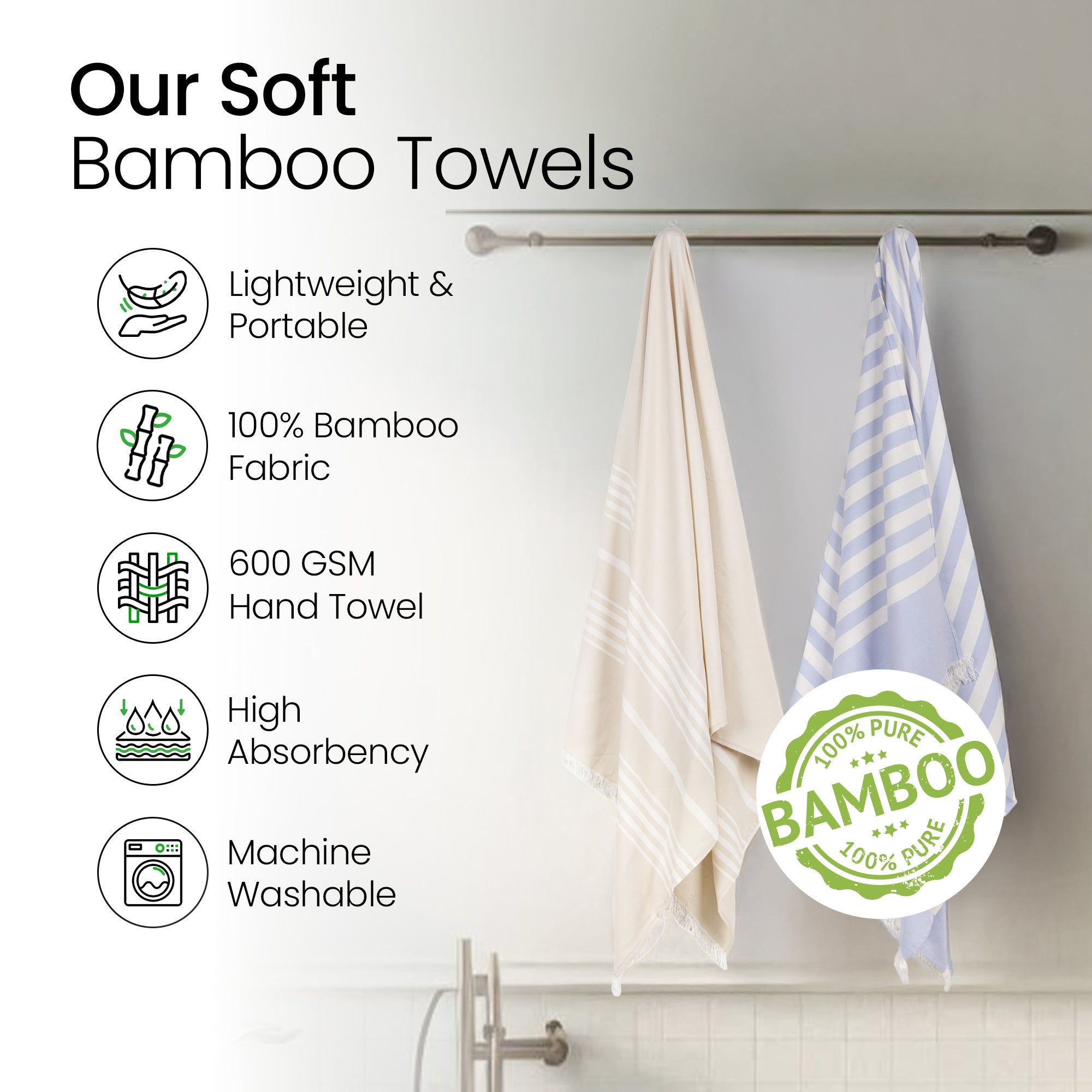 Mush Bamboo Turkish Bath Towels - Cozy for family picnics