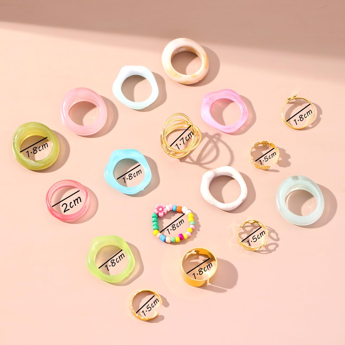 Yellow Chimes aesthetic stack rings - Birthday gift for her