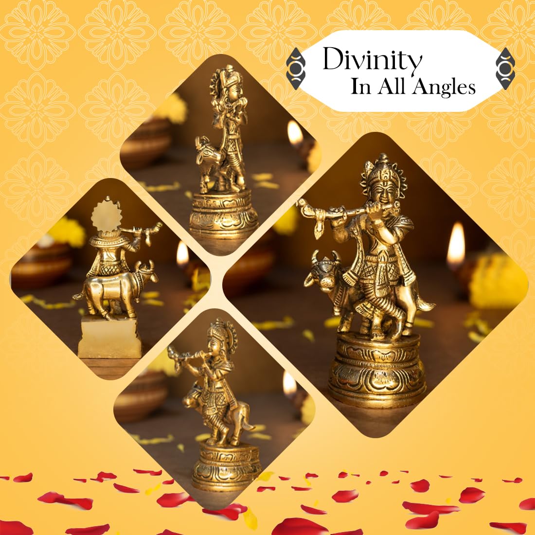 Ekhasa Traditional Brass Krishna Statue - Spiritual gift