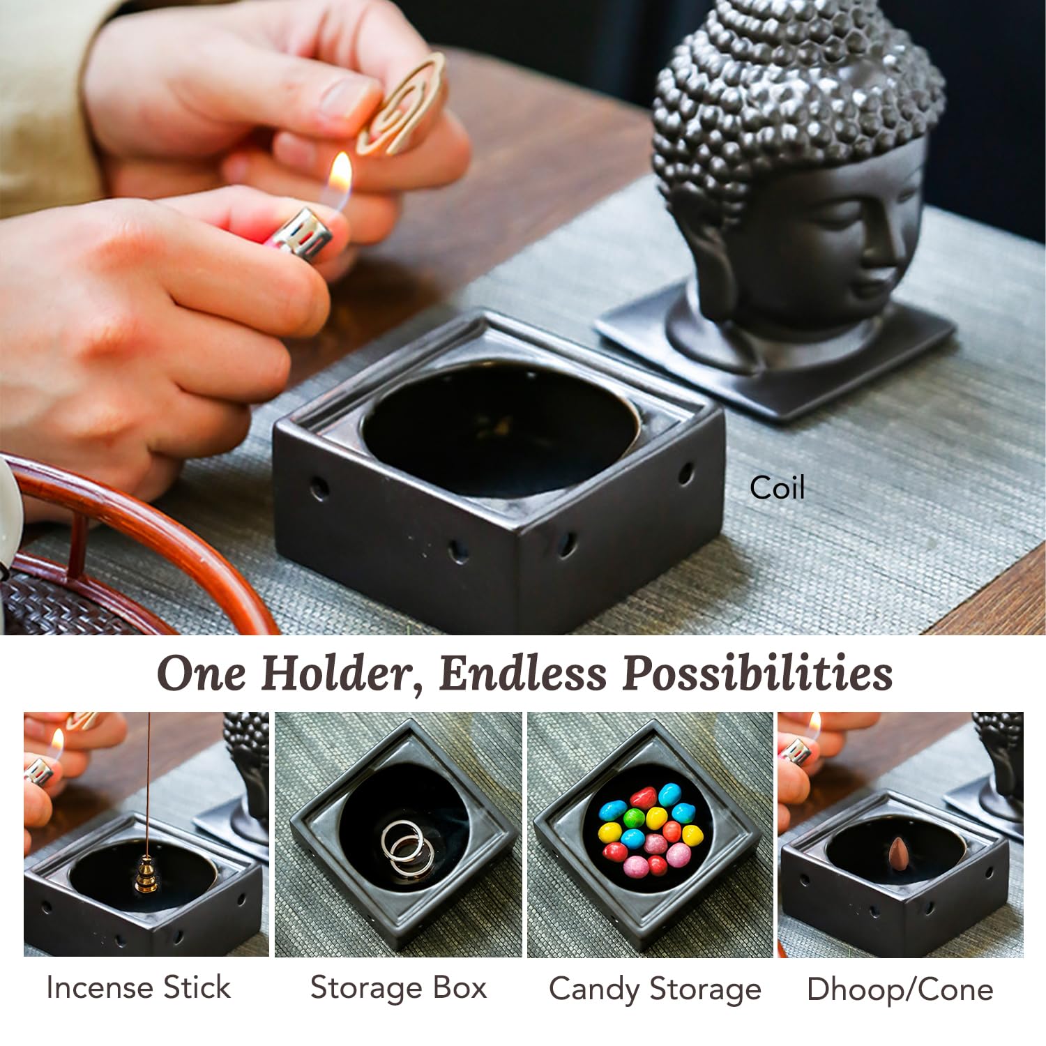 Ekhasa ceramic incense holder - enhances pooja room decor