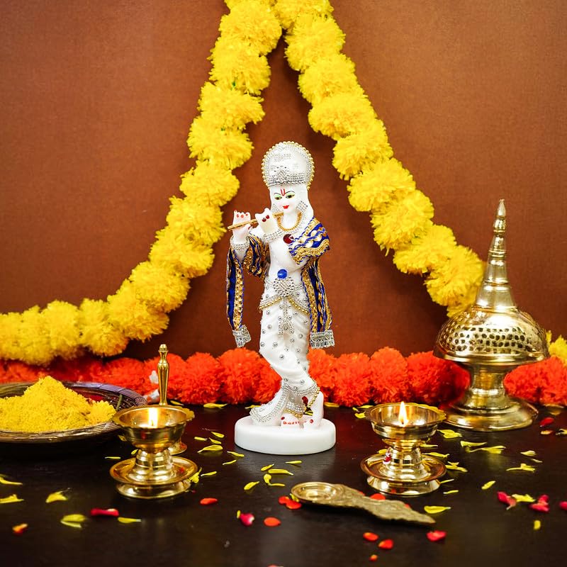 Ekhasa Marble Dust Krishna Figurine - Traditional decor