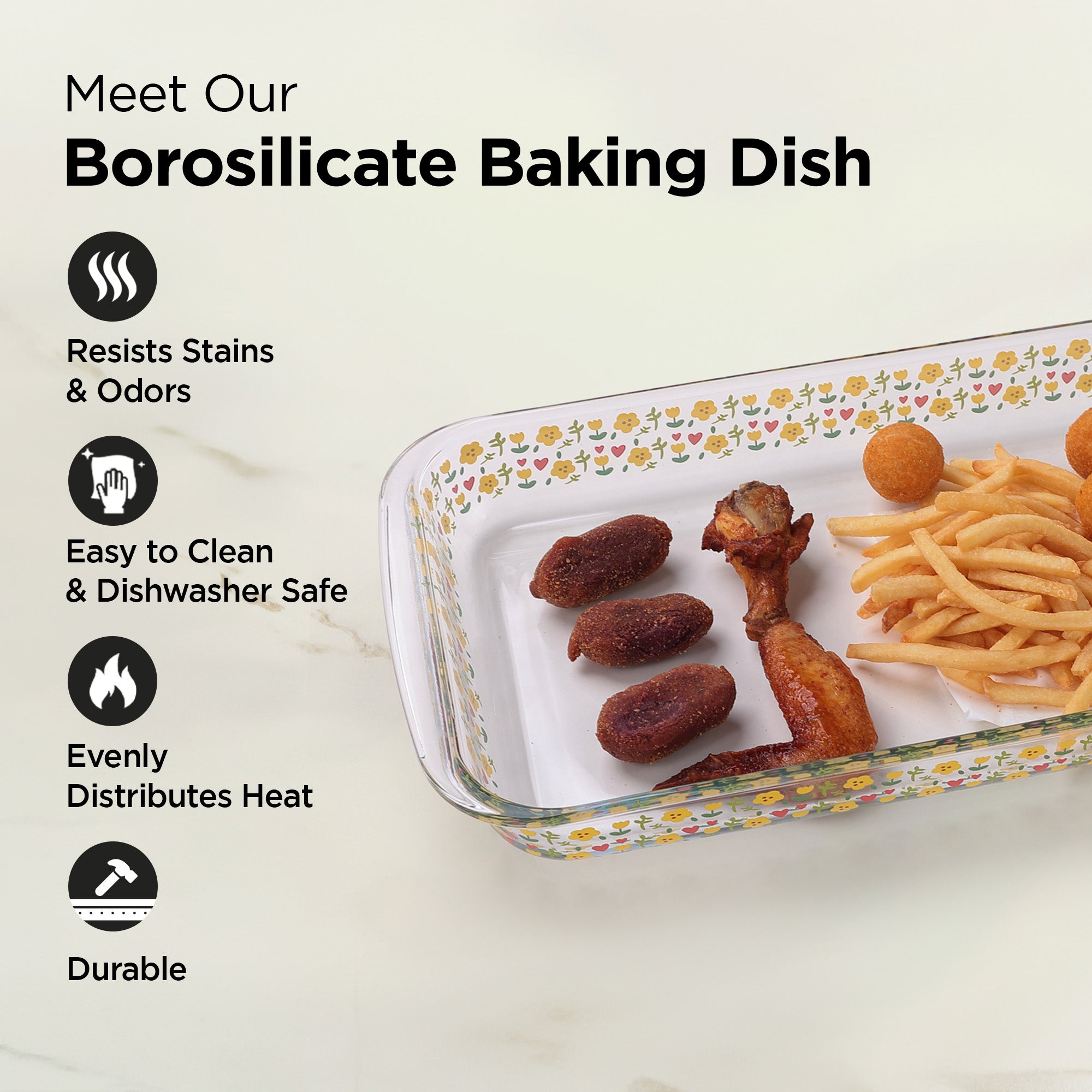 UMAI 1600ml Borosilicate Glass Baking Tray - dishwasher safe