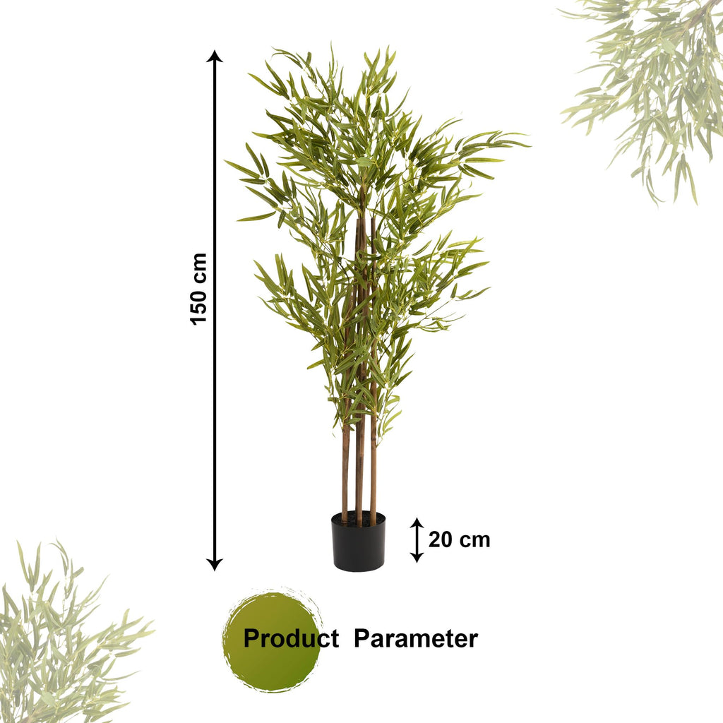 Buy Pack of 5: Bamboo Artificial Tree with Pot | Green – GlobalBees Shop