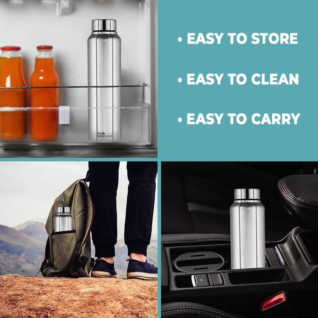 The Better Home 1000 Stainless Steel Water Bottle 1 Litre - Silver (Pa ...