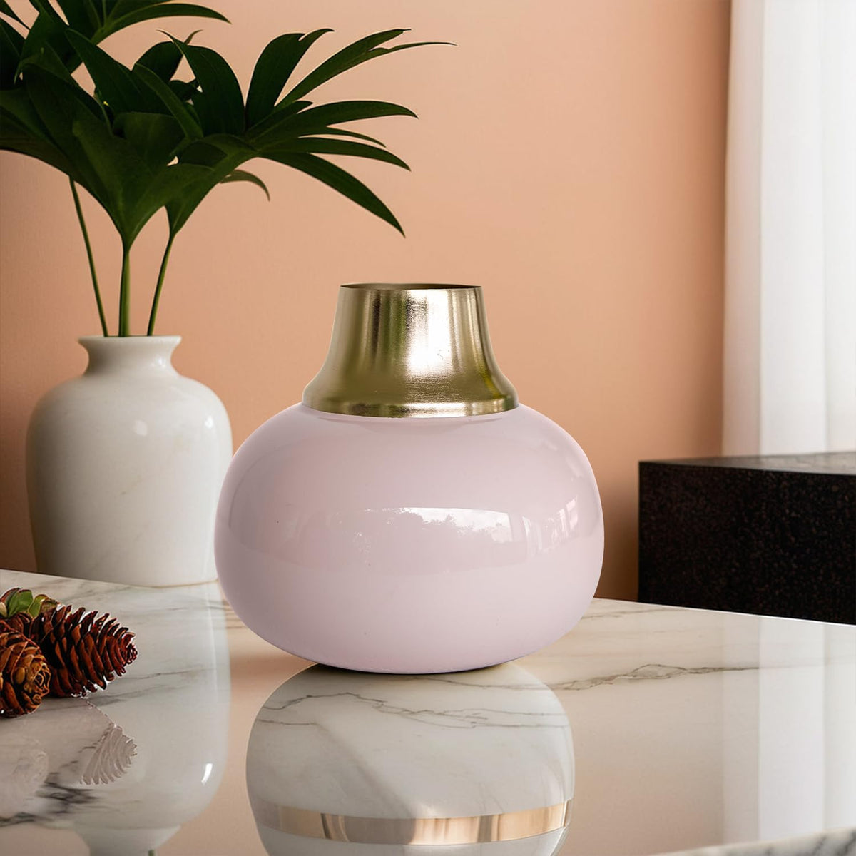 Ekhasa pastel pink enamel vase - Decorative dining table accessory