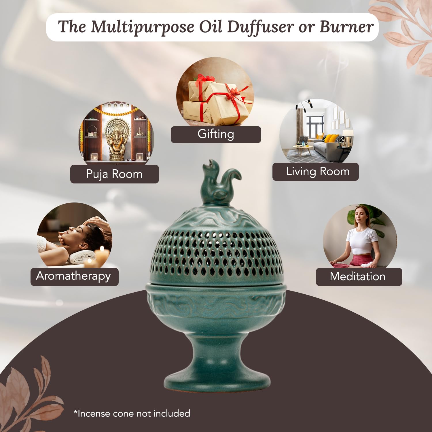 Ekhasa Ceramic Incense Holder - Elegant home decor for pooja room