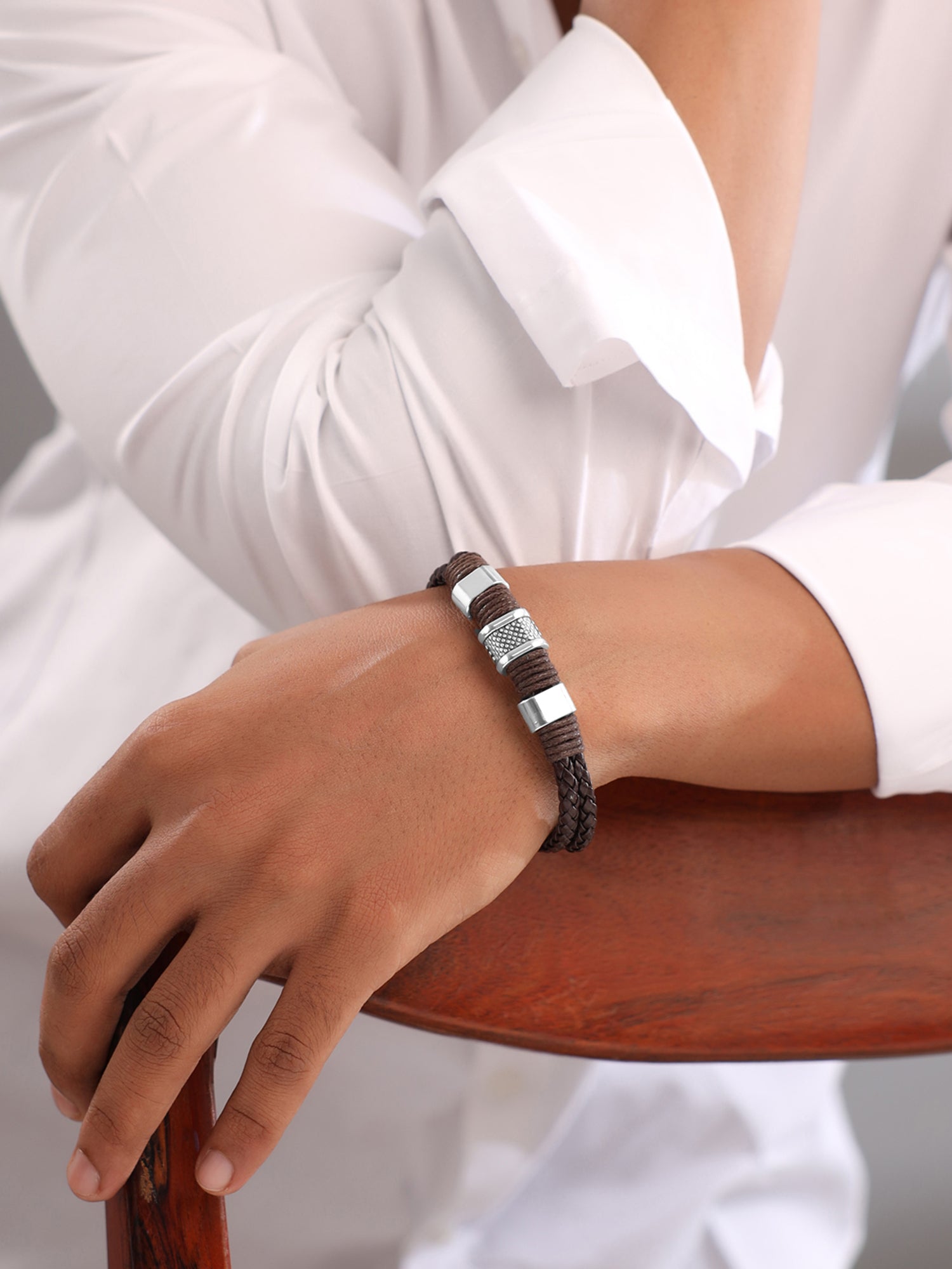 Yellow Chimes Leather Bracelets for Men Fashion Brown Bracelet Men's Leather Bracelet For Boys Hand Accessories for Men Birthday Gift for Boys