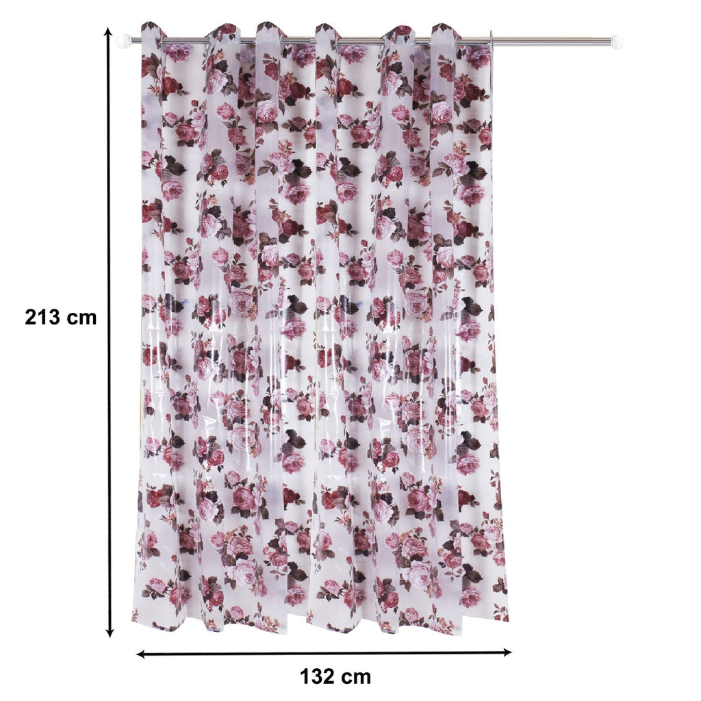 Heart Home PVC Rose Print Door Curtain|AC Curtain|Parda for Home Decor ...