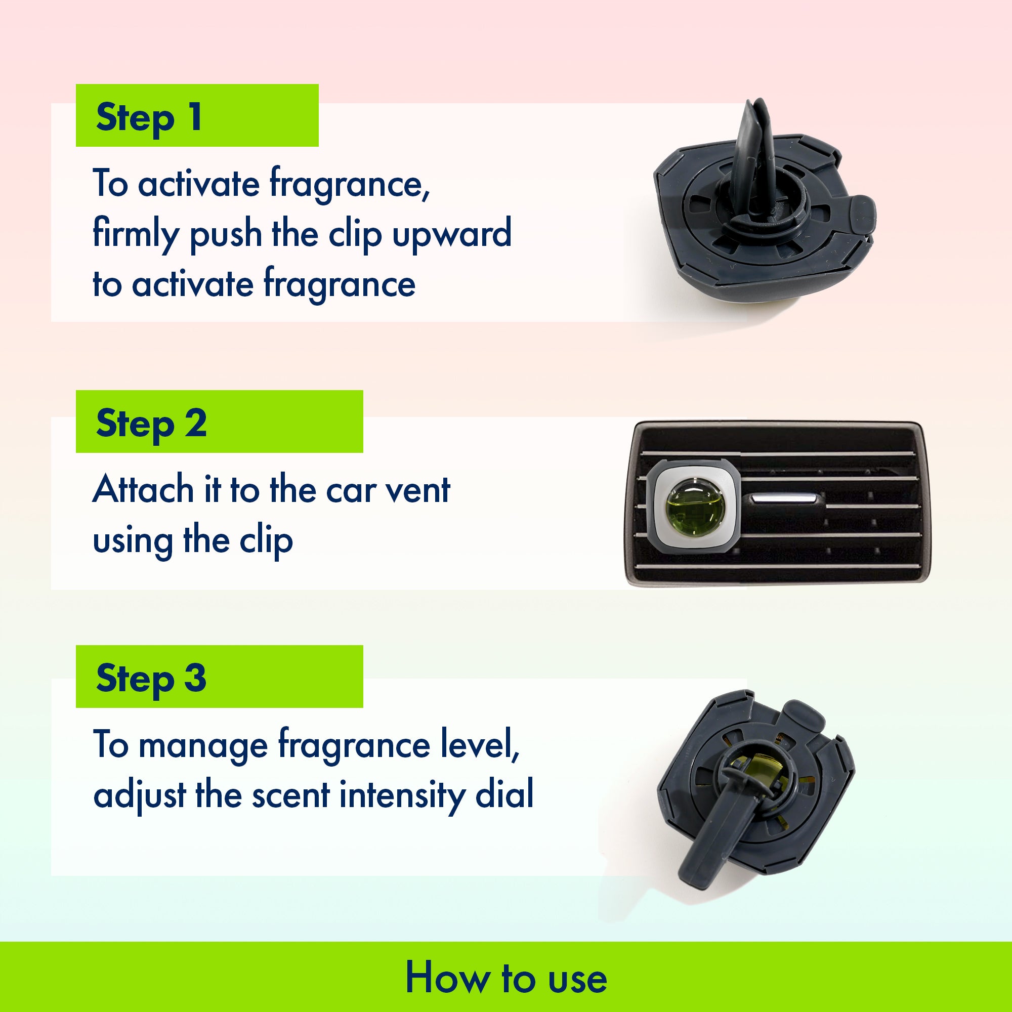 Absorbia car air fresheners - convenient vent clip design