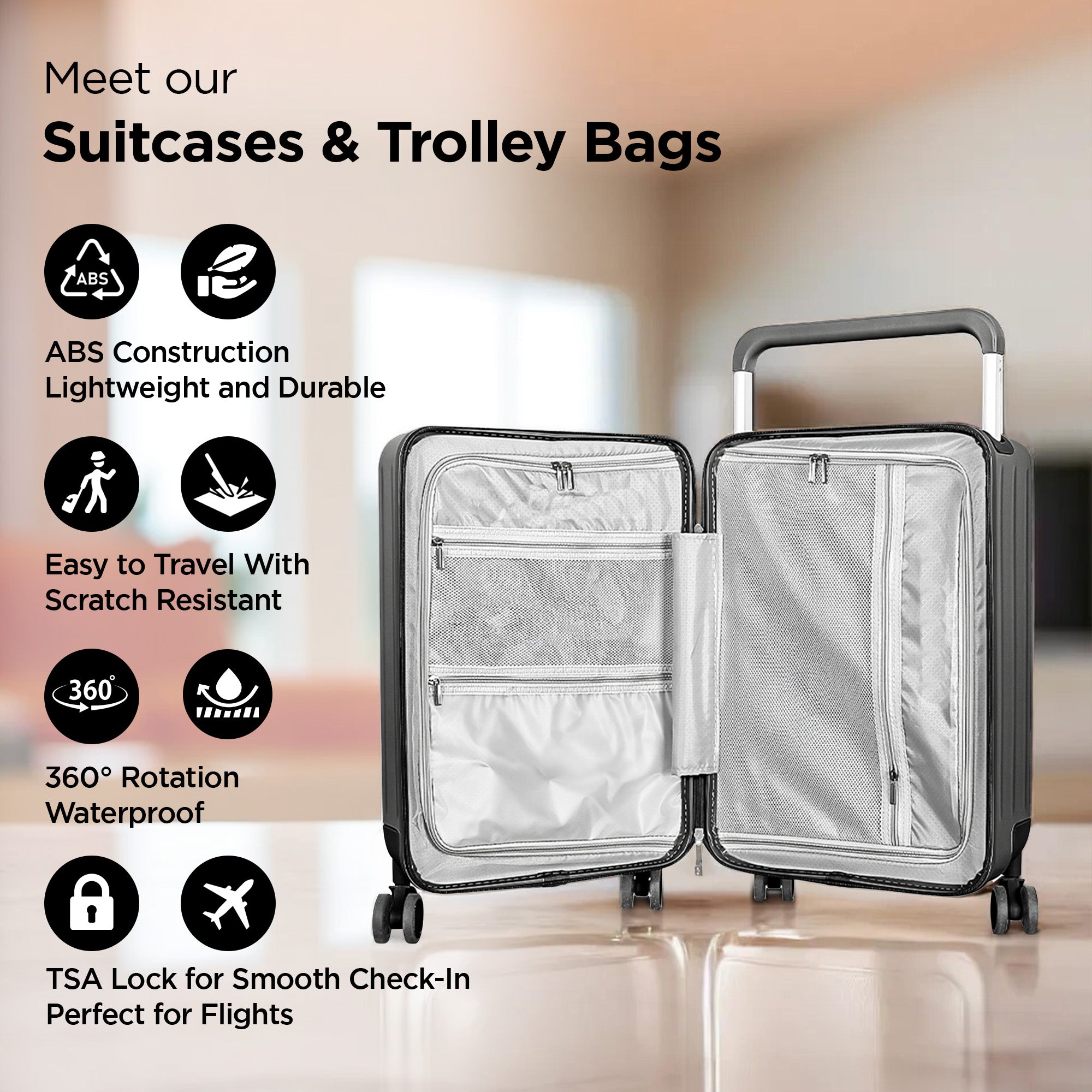 UMAI grey trolley bag - Lightweight and secure