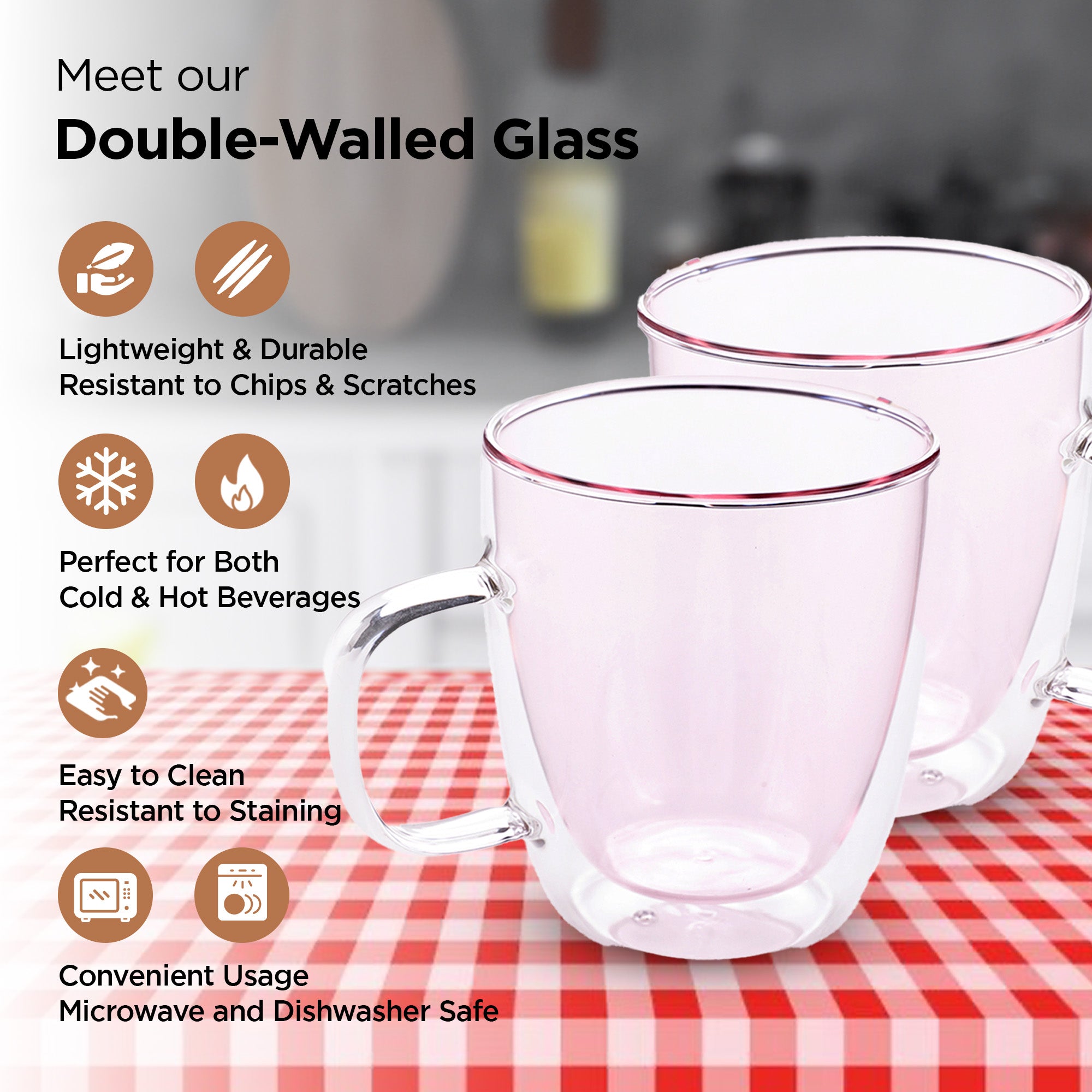 UMAI durable borosilicate glass mugs - versatile usage