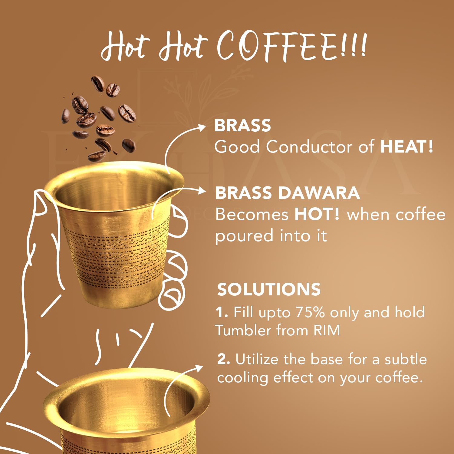 Ekhasa Gold Brass Coffee Mugs - Stylish Addition to Your Kitchen