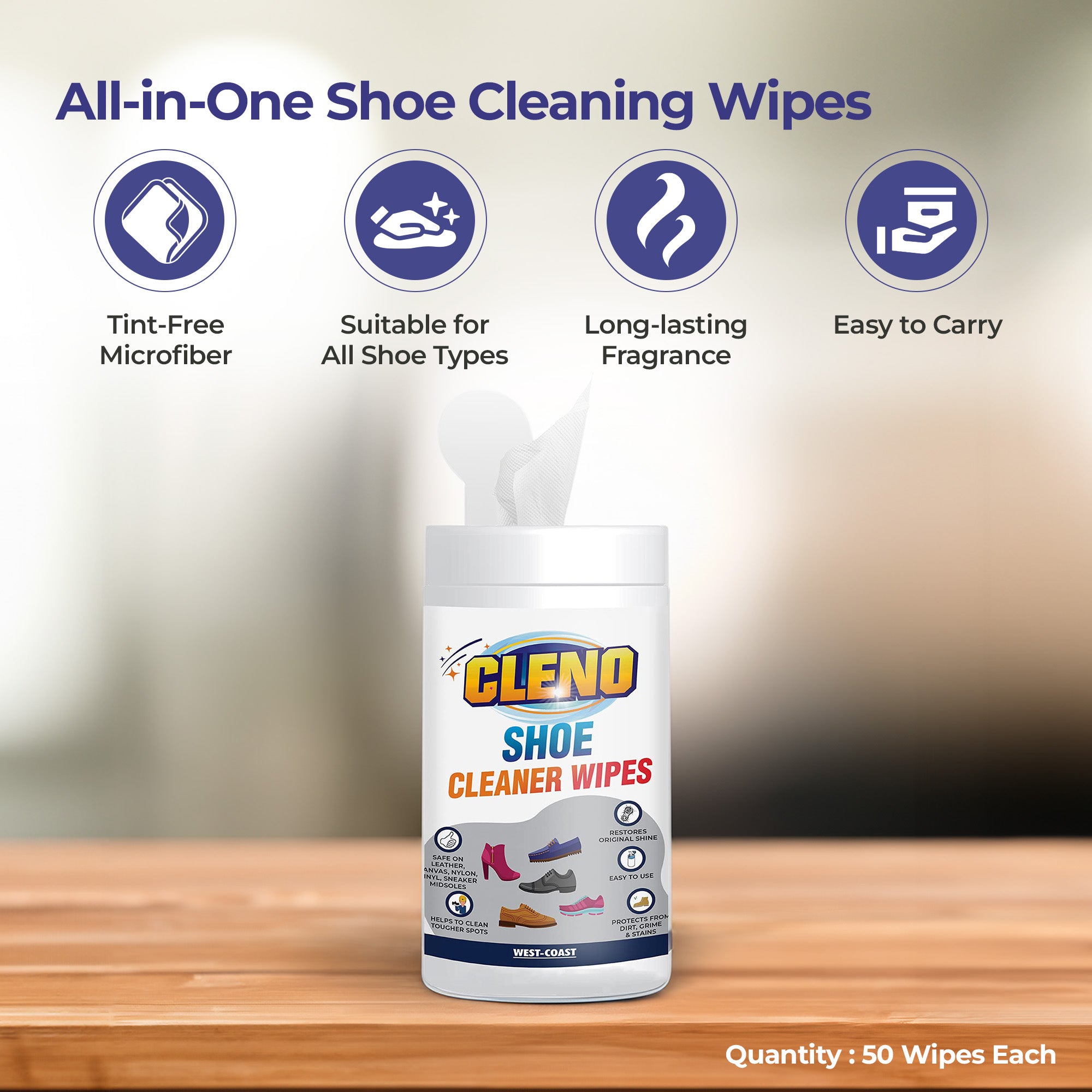 Cleno shoe cleaner wipes - gentle cleaning for delicate materials
