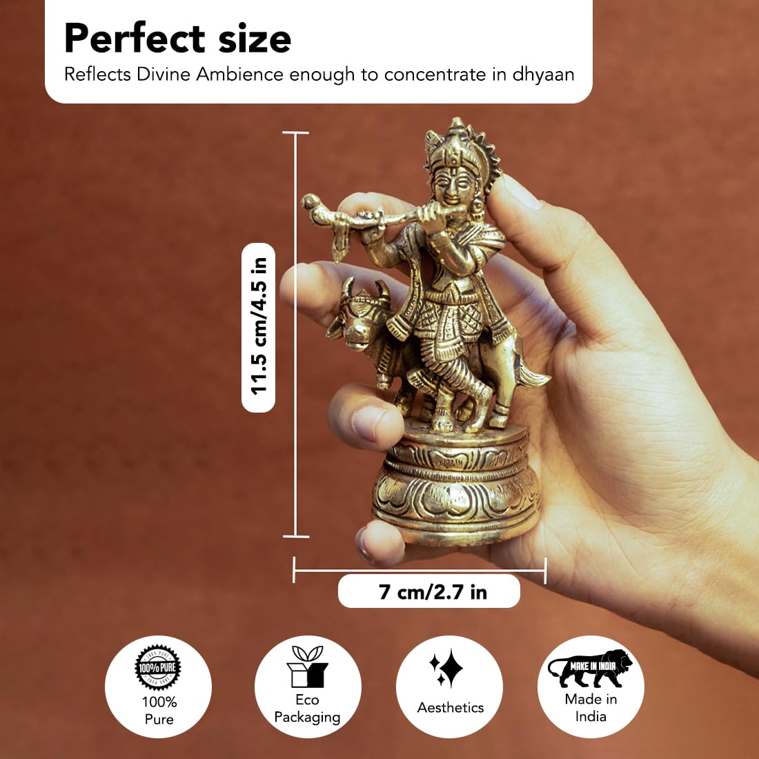 Ekhasa 12.8cm Lord Krishna Figure - Positive energy symbol