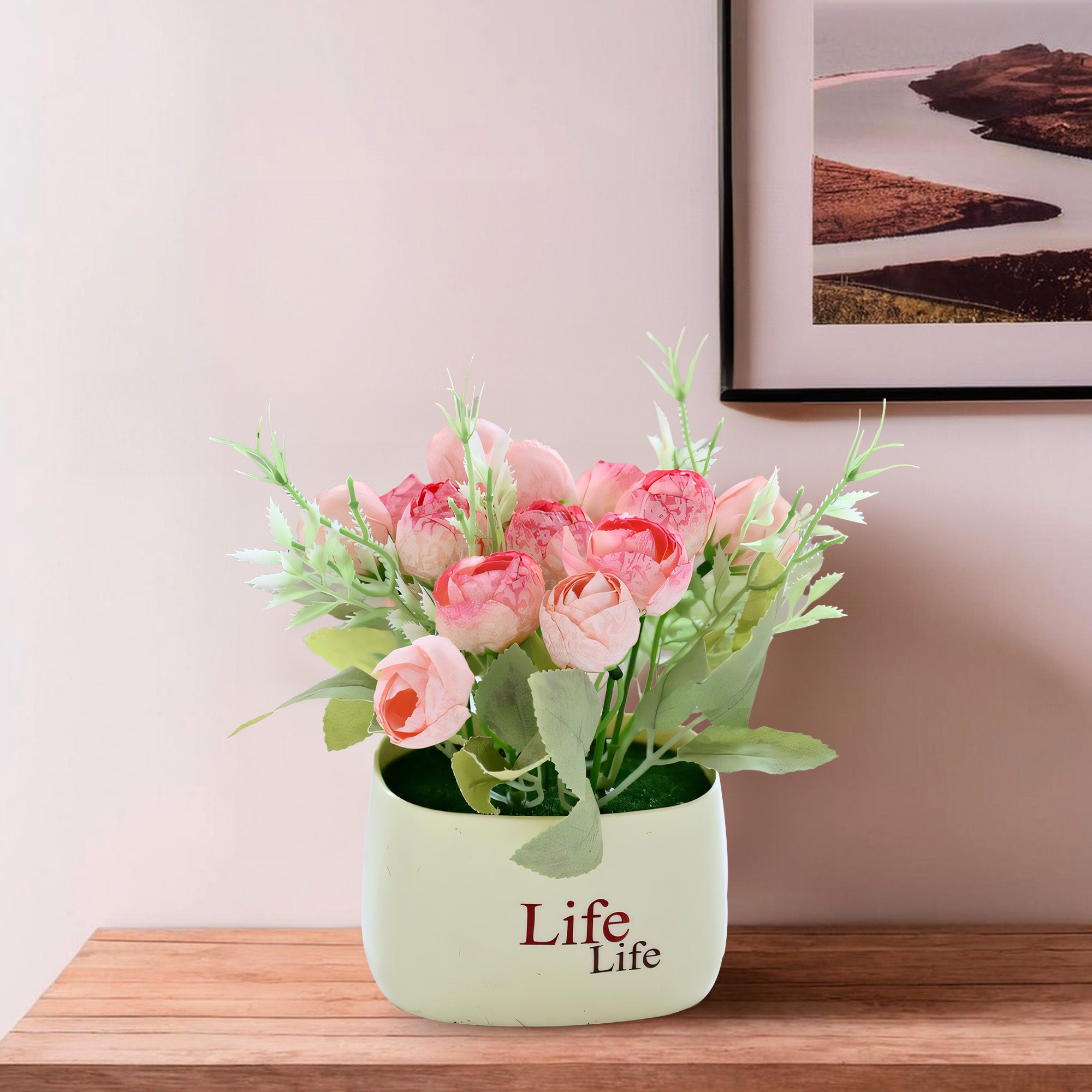 UMAI Pink artificial plant - Shelf styling