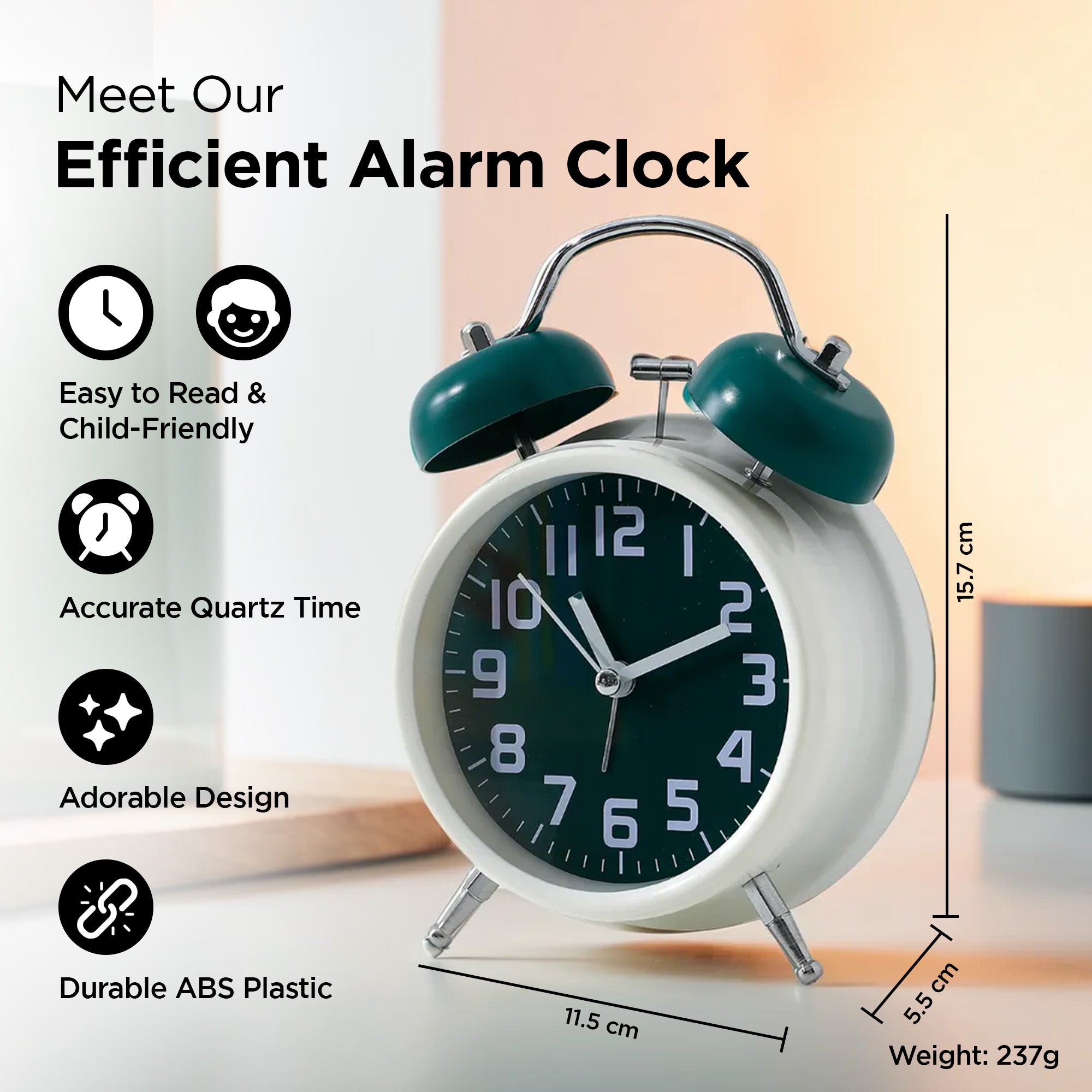UMAI alarm clock - durable plastic construction