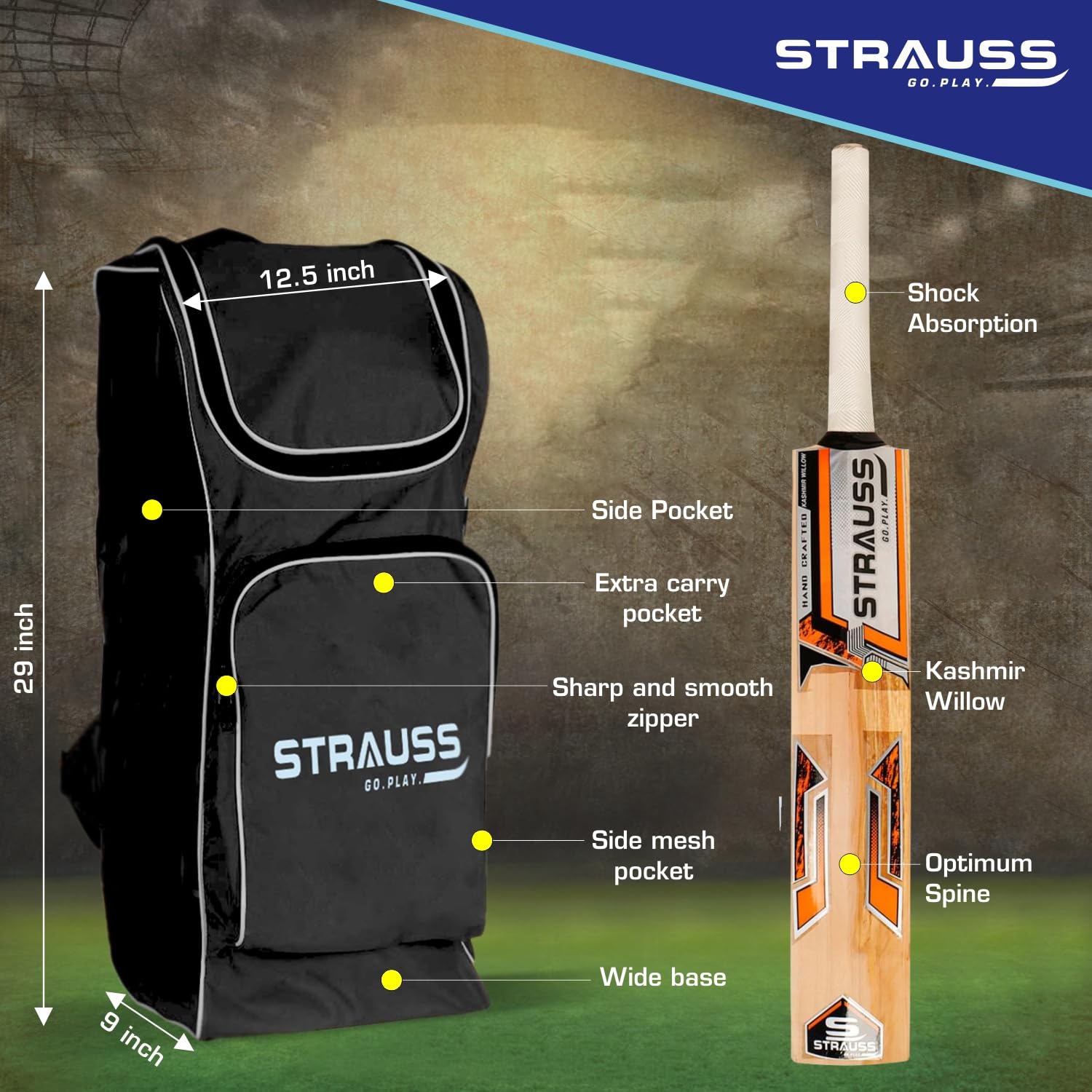 Strauss kit bag - Spacious and robust cricket kit transportation