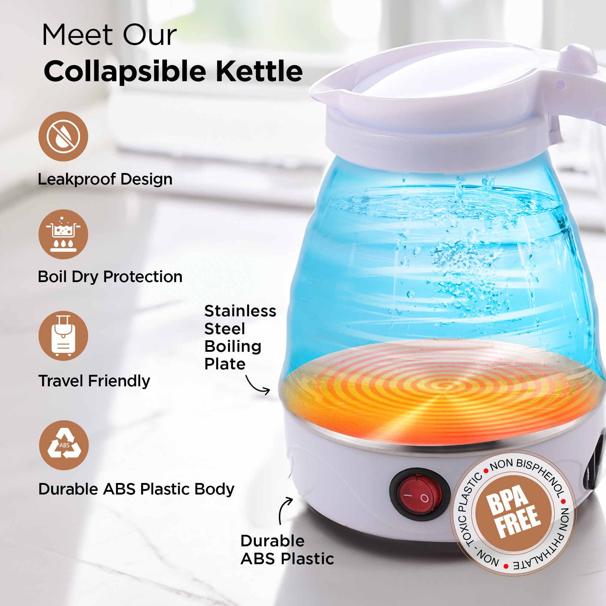 UMAI Foldable Electric Kettle - Safe for heating milk