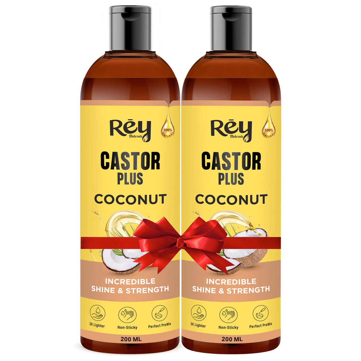 Rey Naturals Castor Plus Coconut Oil - Coconut scented hair oil