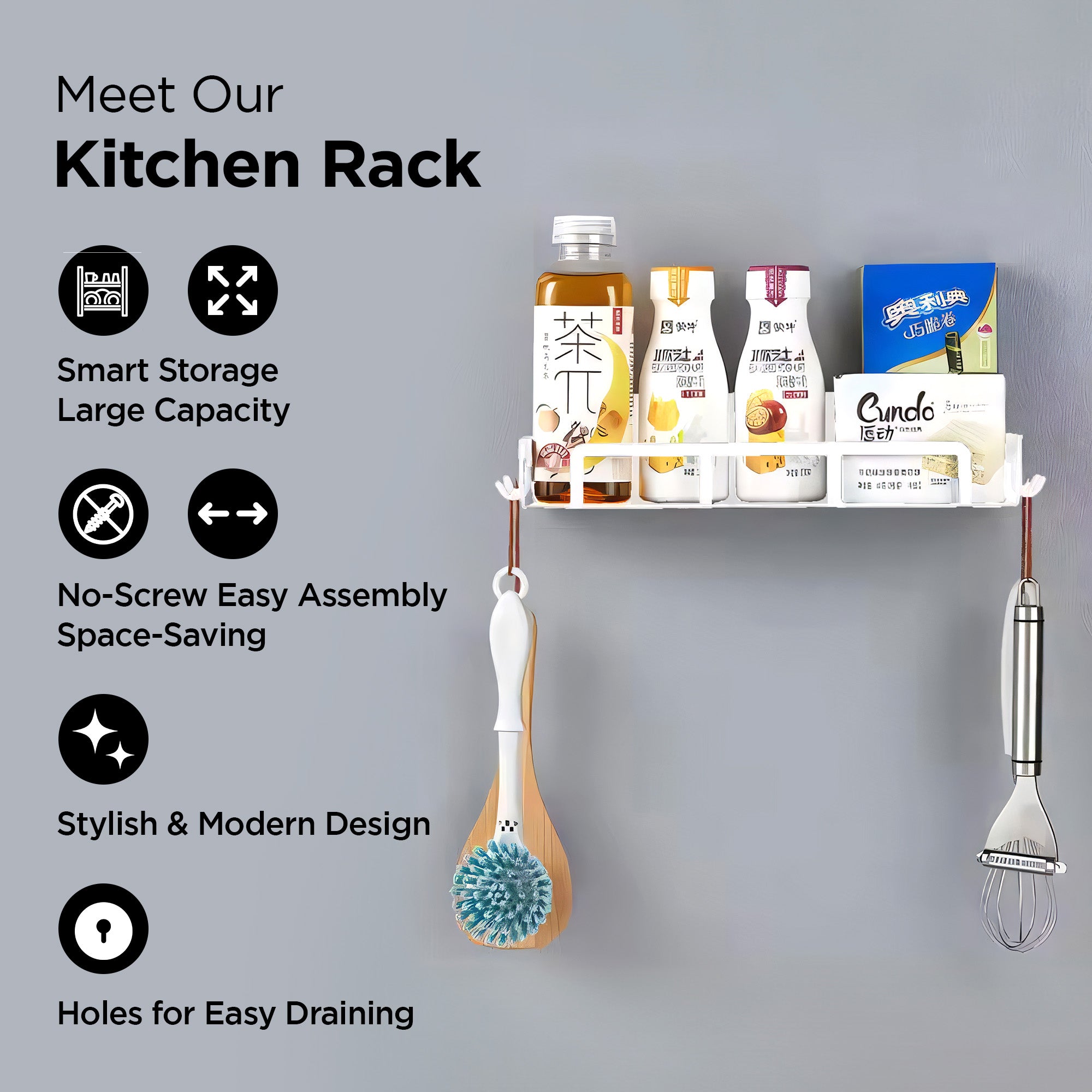 UMAI refrigerator shelf with hooks - practical kitchen tool