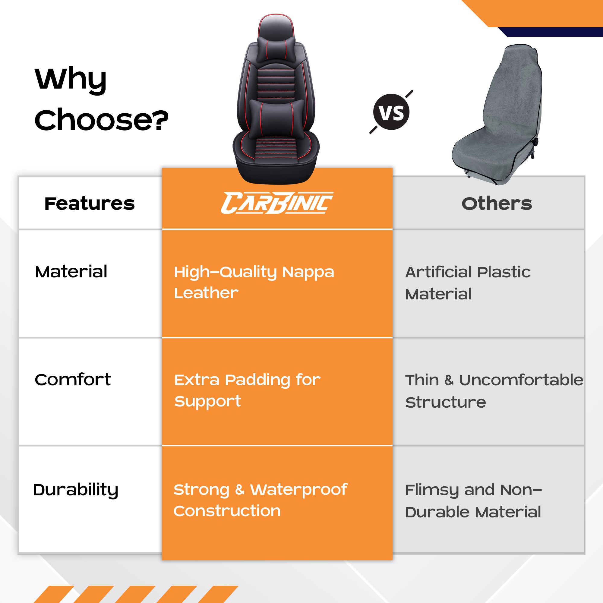 Carbinic Nappa leather seat covers - comfortable commute