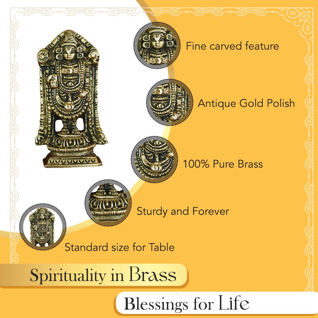 Ekhasa brass Tirupati Balaji Idol - car dashboard accessory