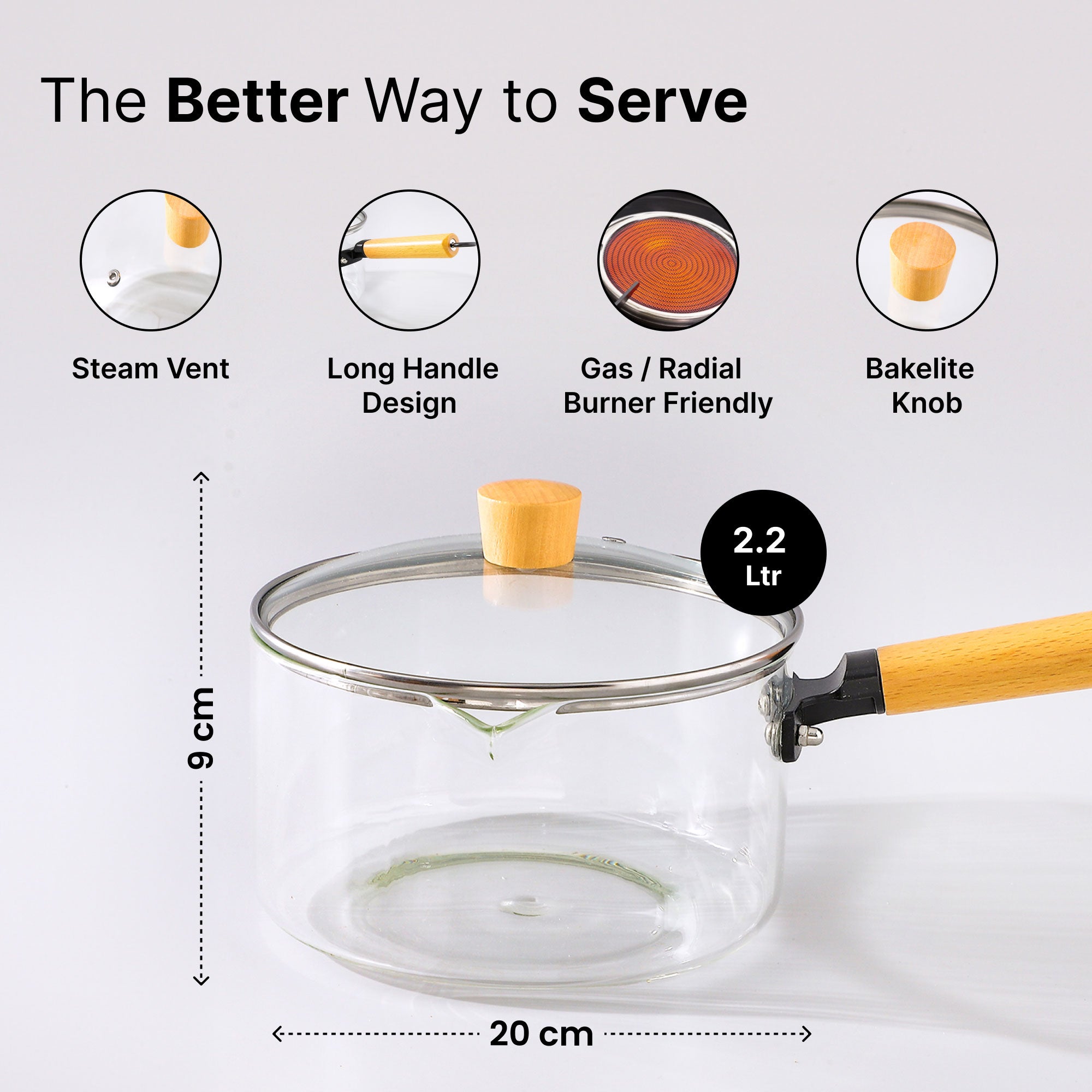 UMAI borosilicate glass saucepan - with lid for storage
