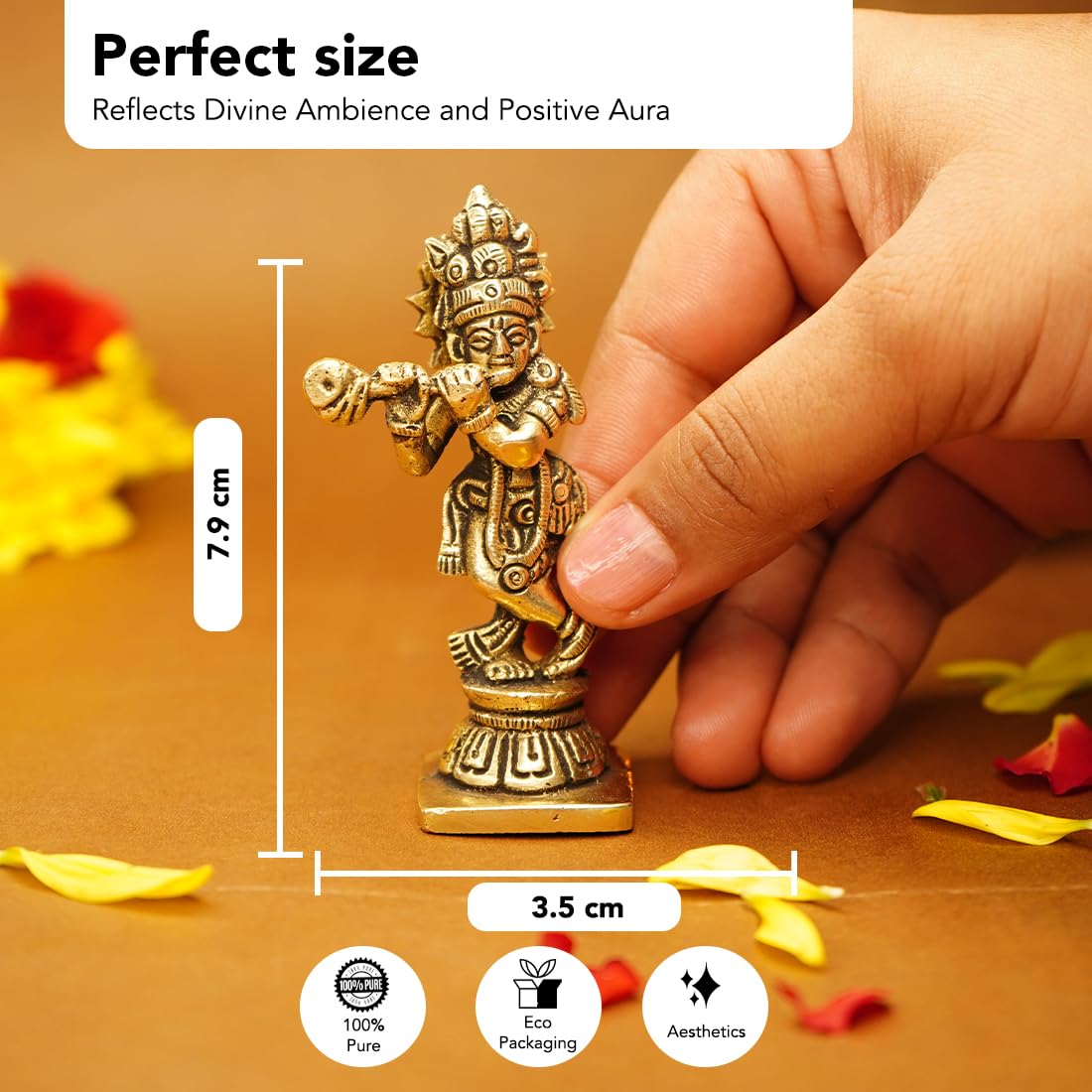 Ekhasa 8 cm Krishna Idol - Adds serenity to temples