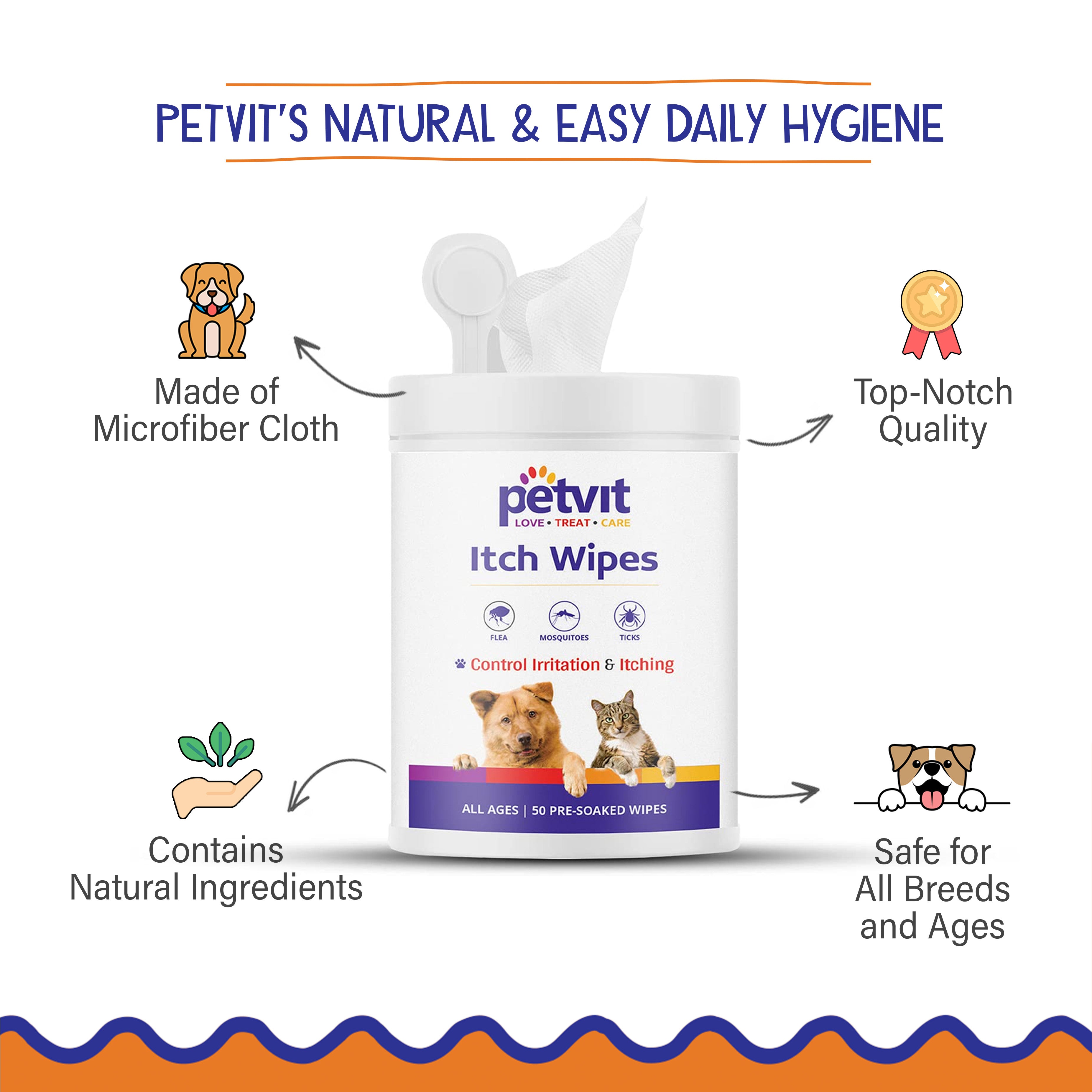 Petvit Anti Itch Pet Wipes - Ideal for skin irritation