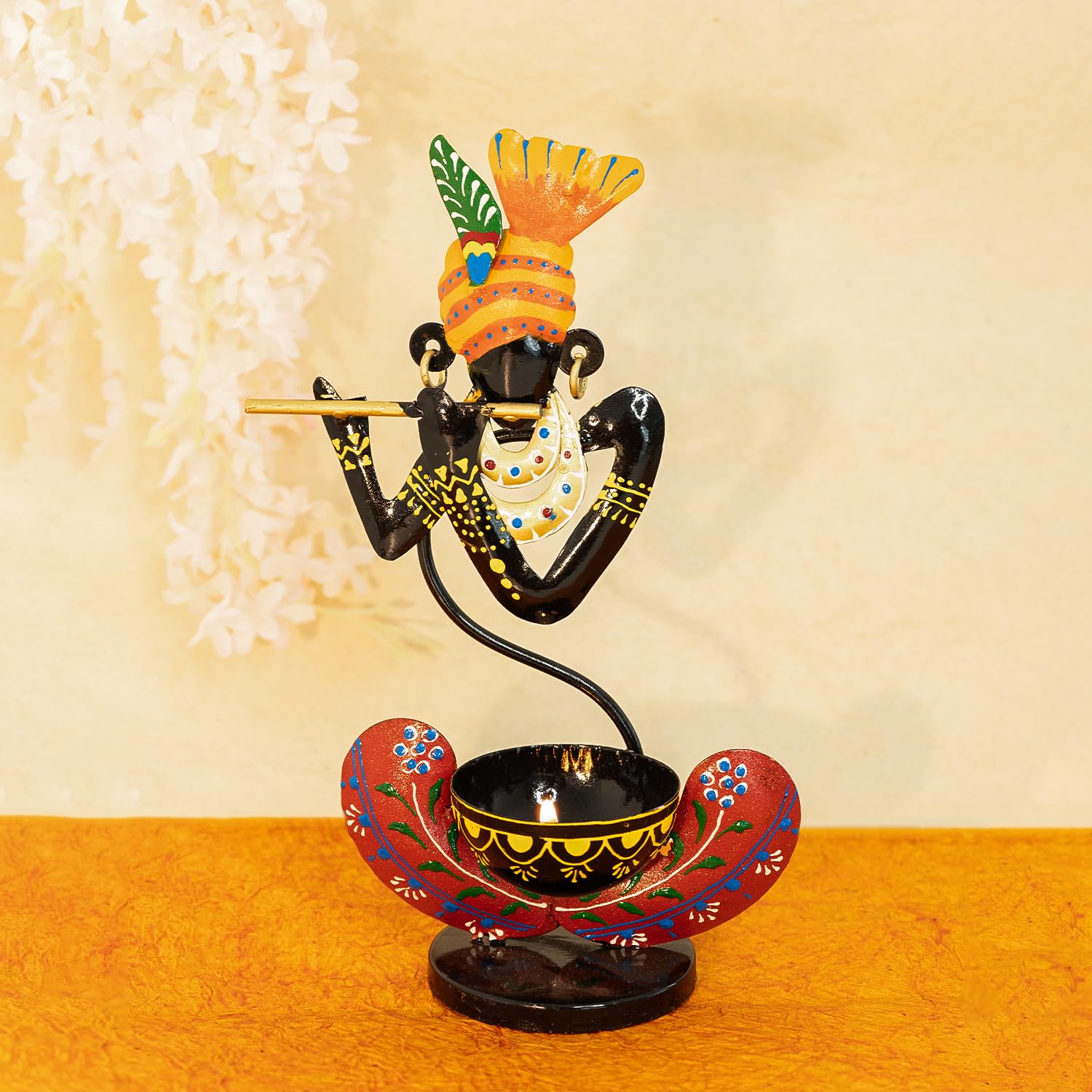 Ekhasa black Krishna tealight holder - Ideal for puja setting