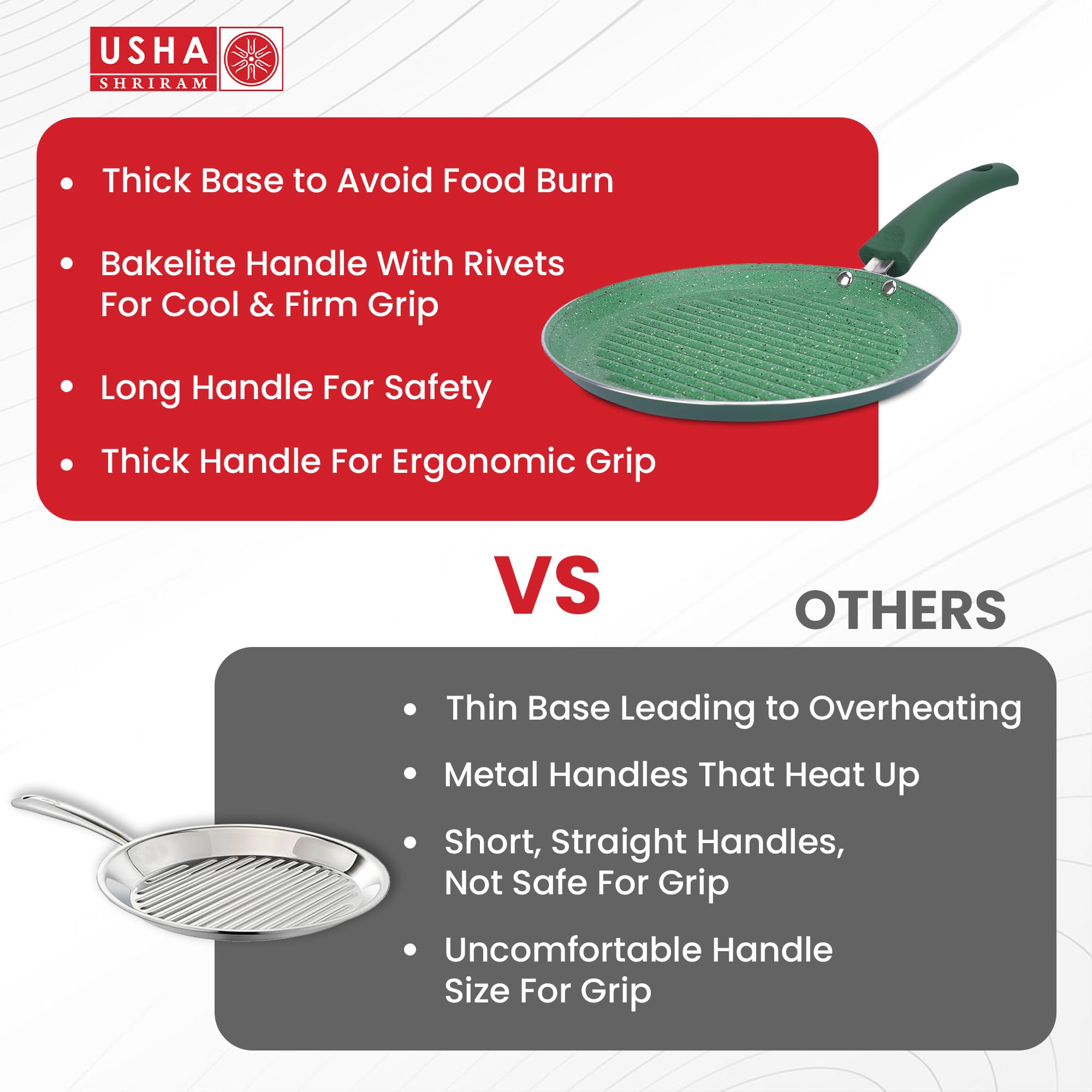 USHA SHRIRAM Non Stick Frying Grill Pan - Easy Meal Prep