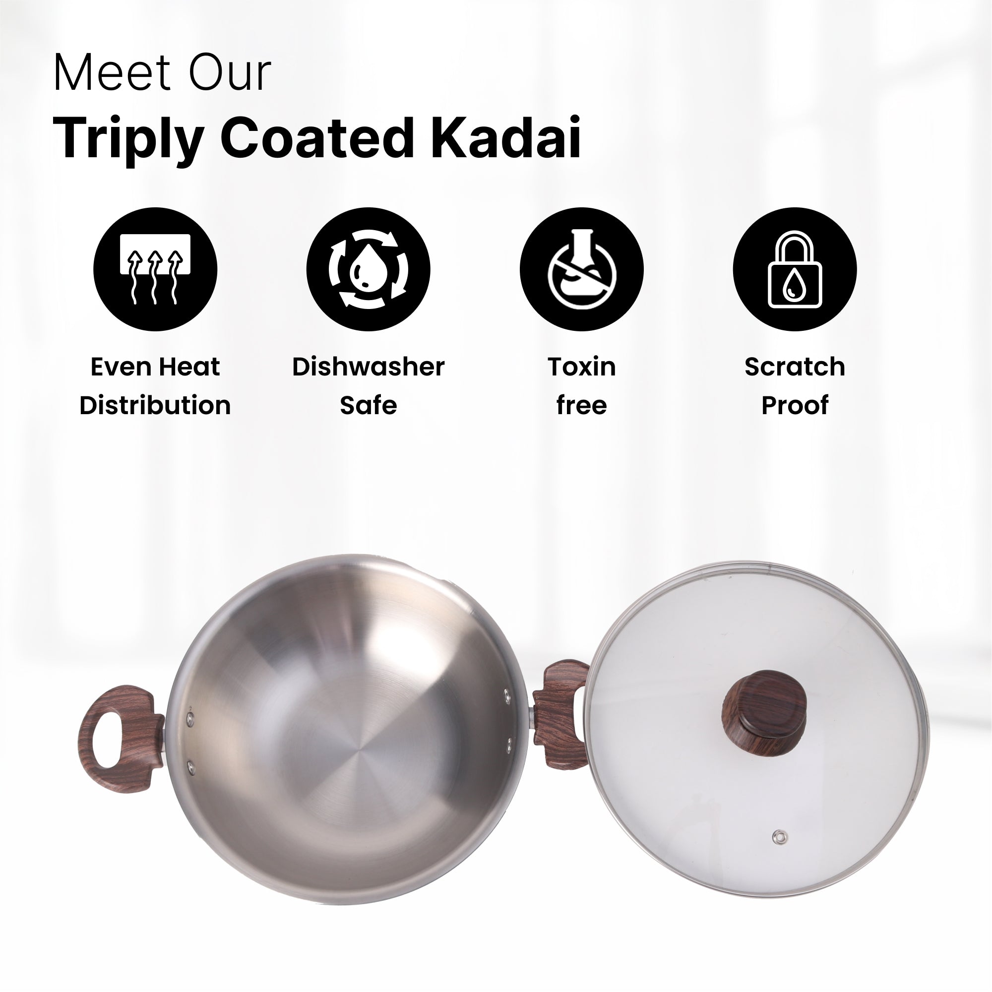 The Better Home Triply Stainless Steel Kadai - Cooks evenly on induction