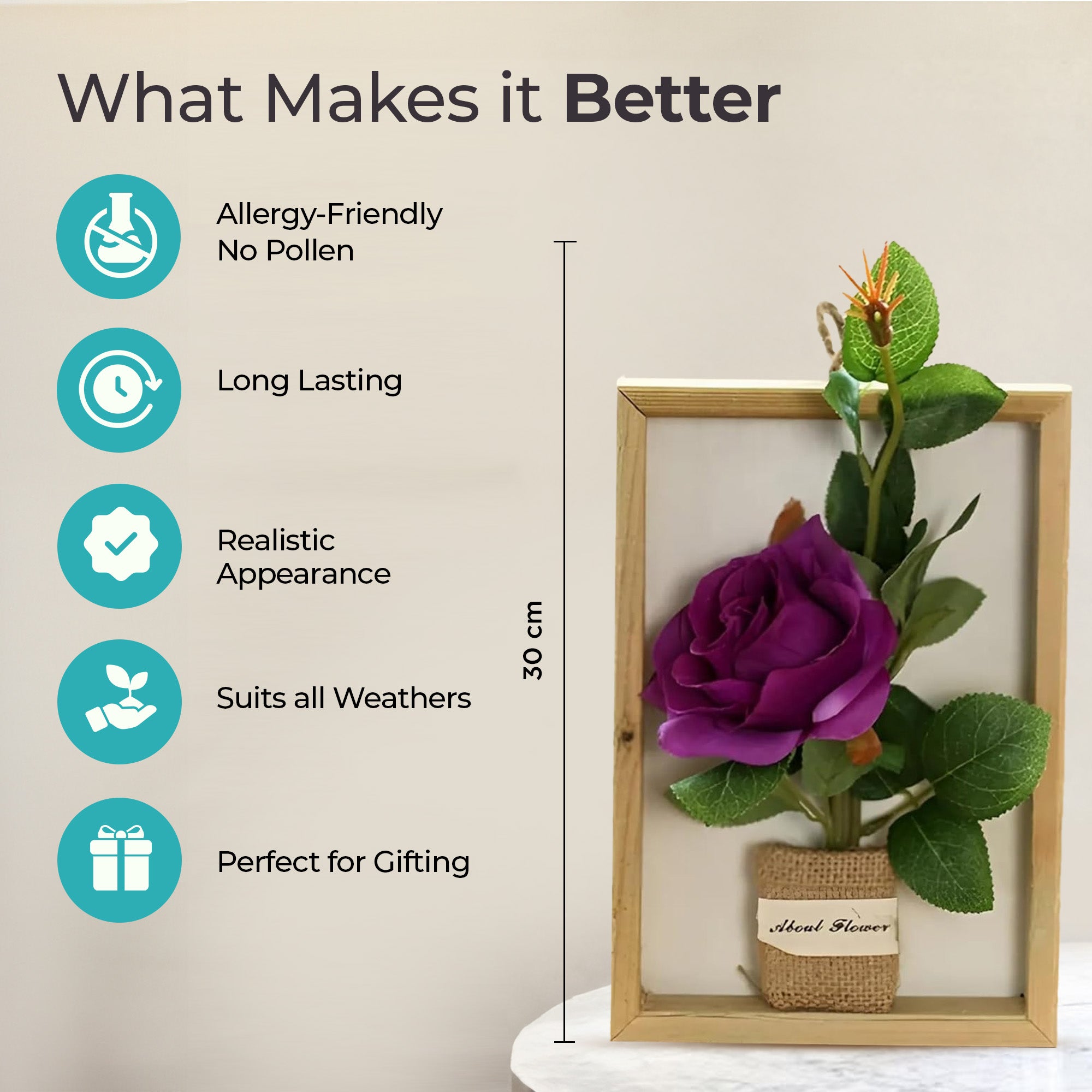 The Better Home artificial rose plant - purple flower display