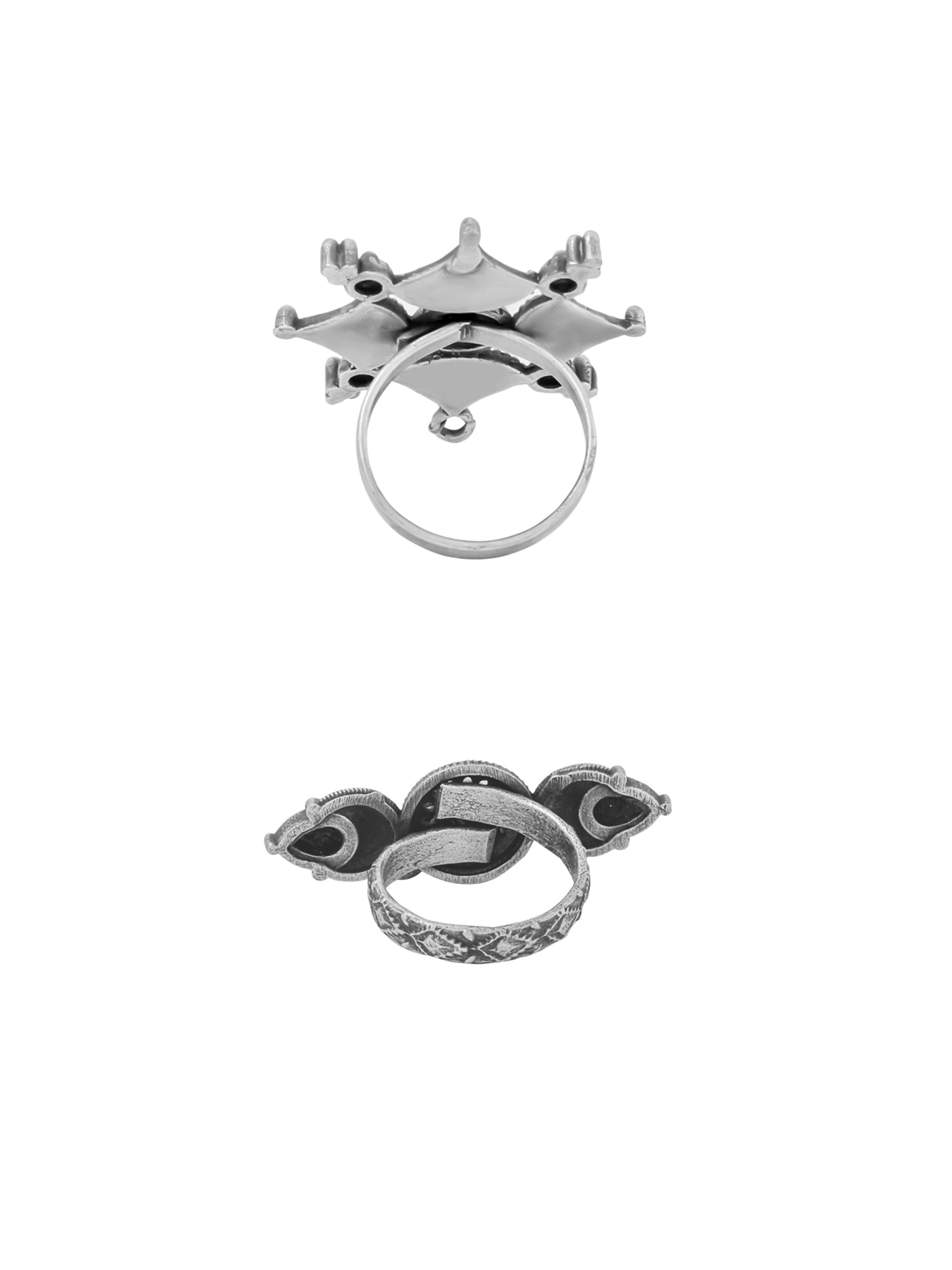 Yellow Chimes oxidised silver ring set - elegant accessory for weddings