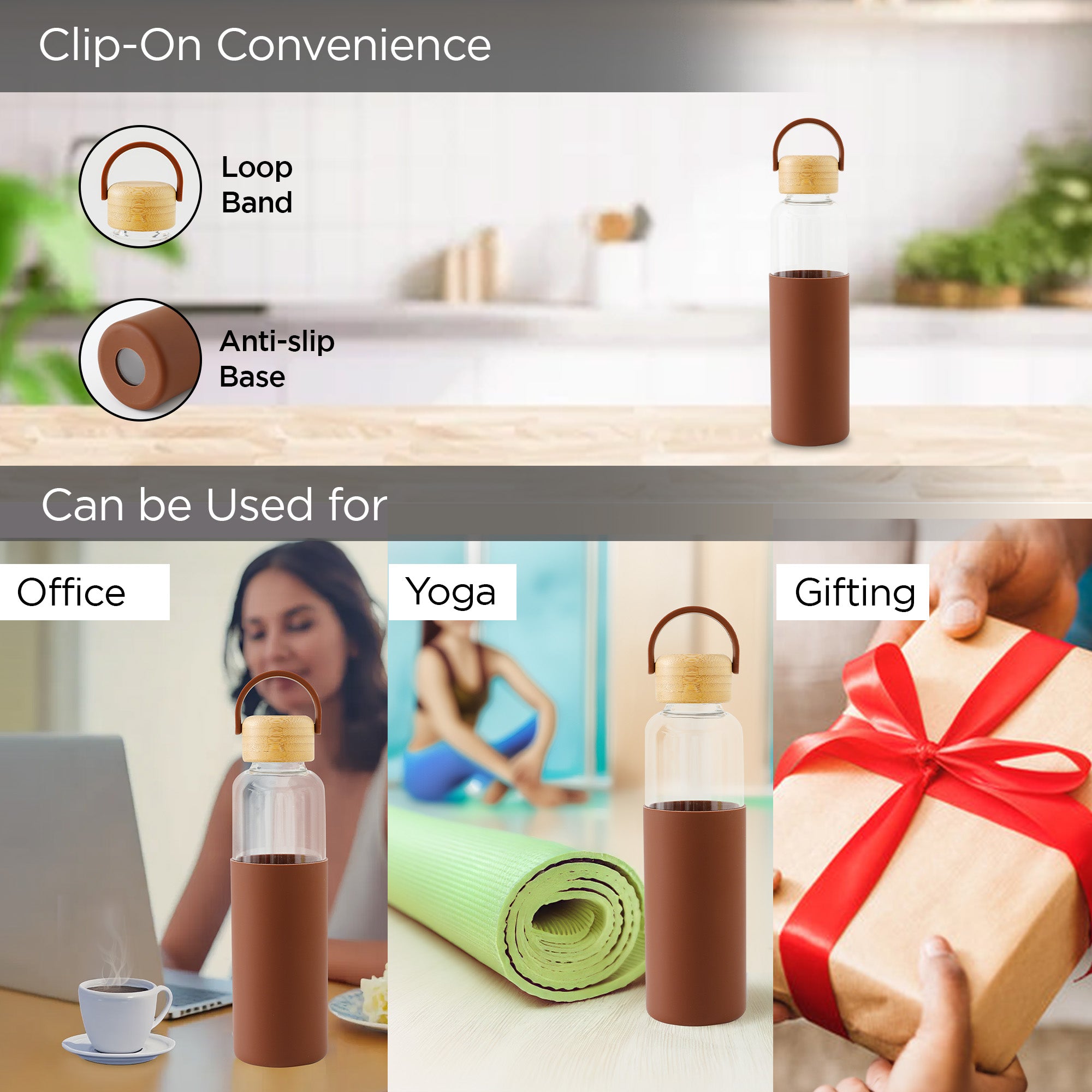 The Better Home UMAI Glass Water Bottle - Comfort during travel