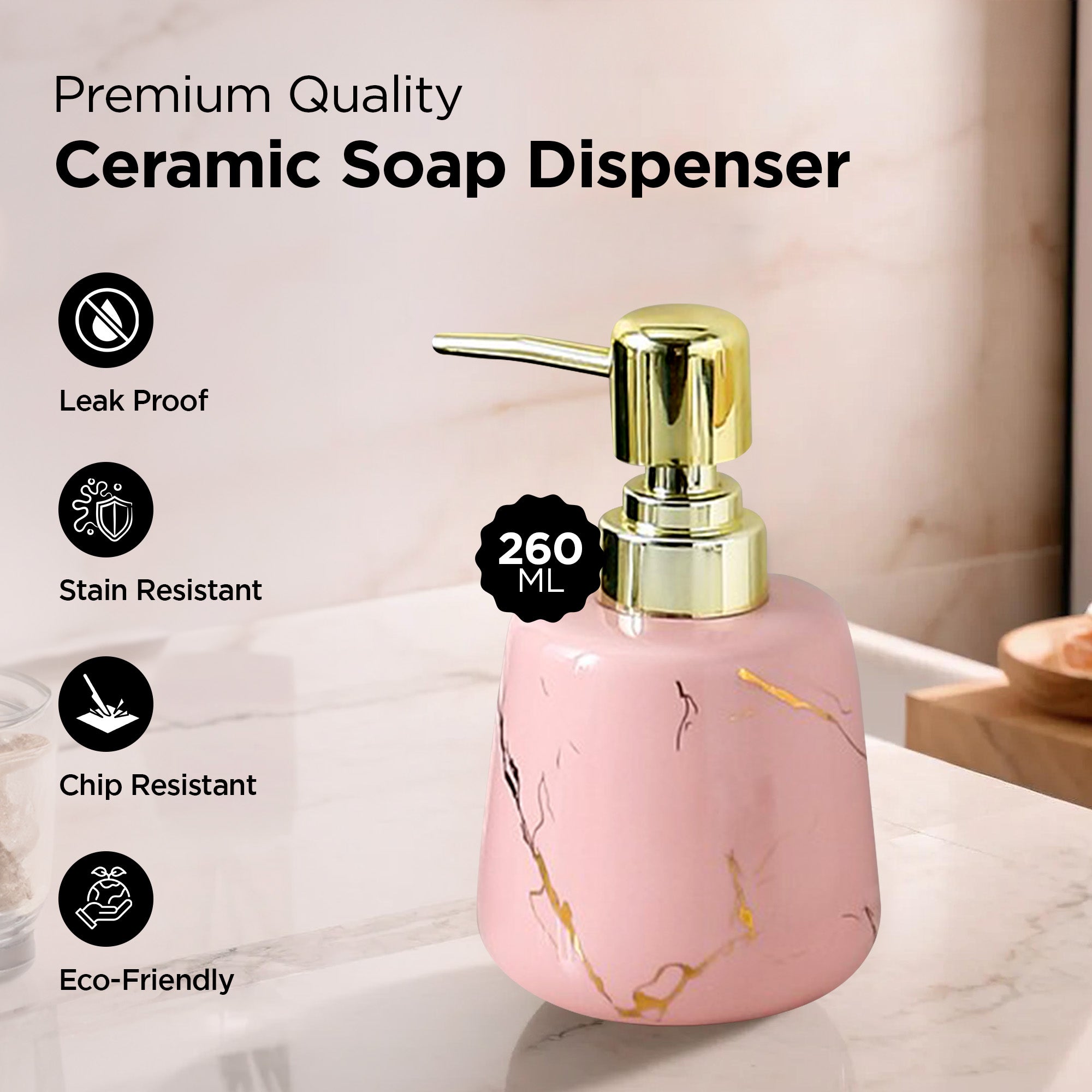 UMAI pink ceramic soap dispenser - modern bathroom solution