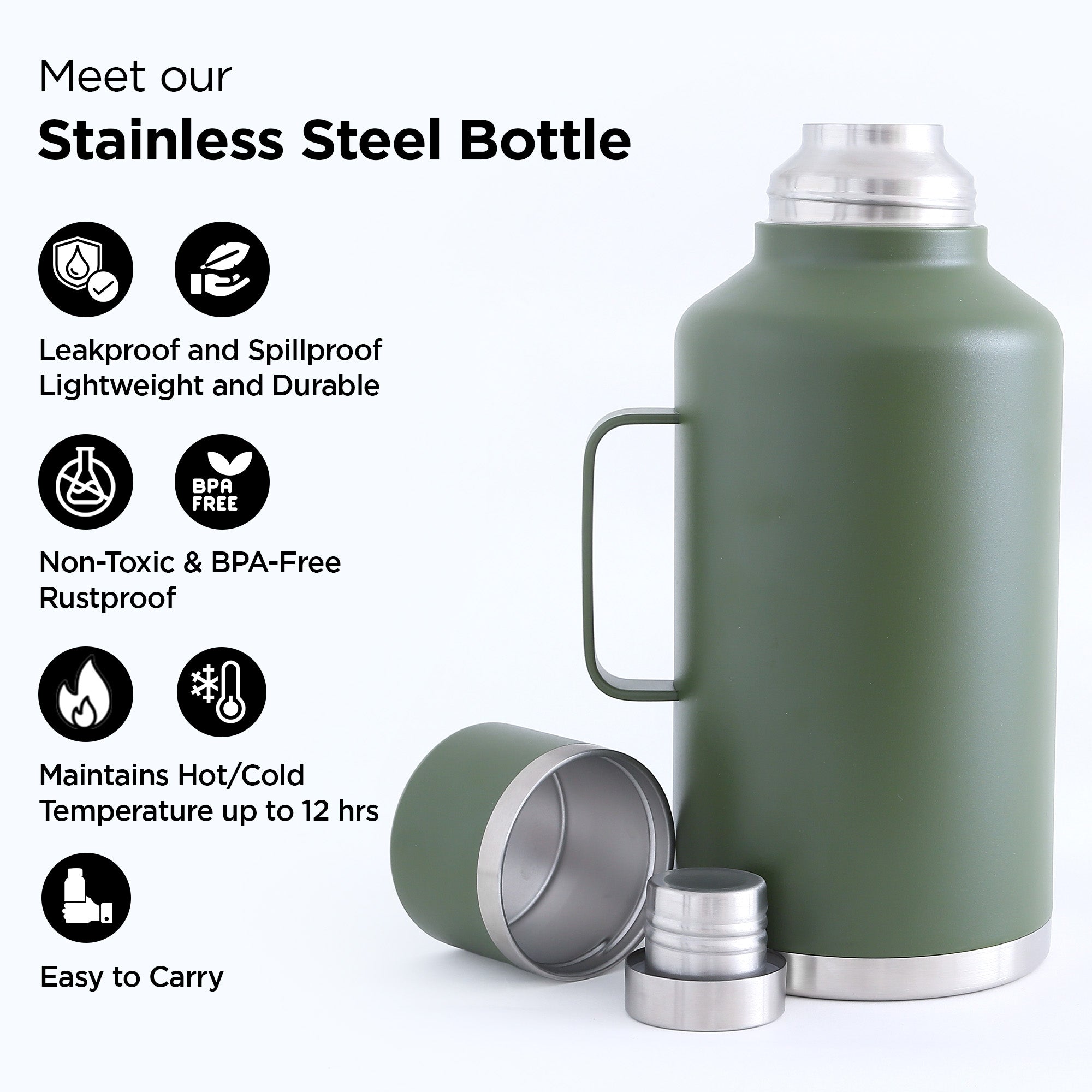 UMAI green insulated water bottle - stylish and functional