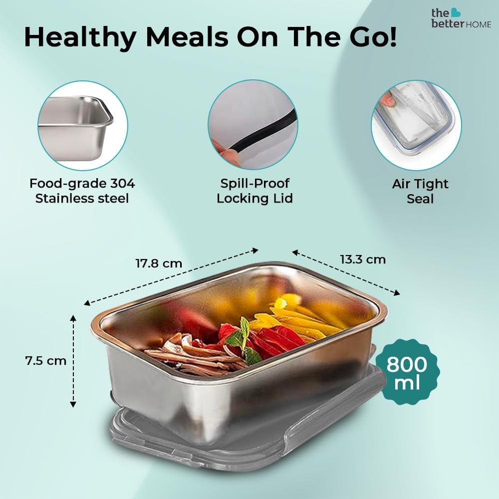 The Better Home Steel Food Container| 304- Stainless Steel Lunch